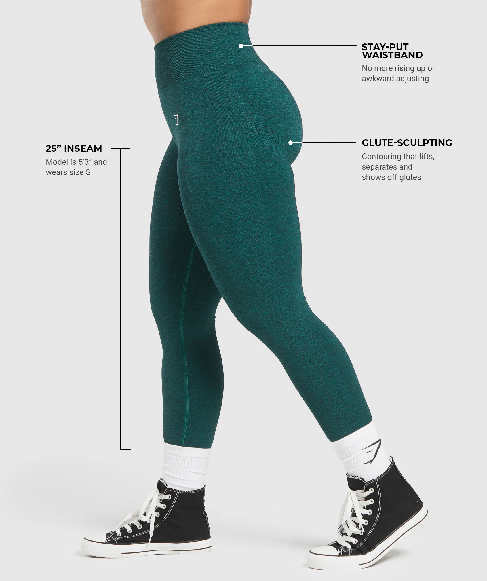 Gymshark Lift Seamless Leggings - Functional Teal/Black Marl sold by Gymshark product image thumbnail 4
