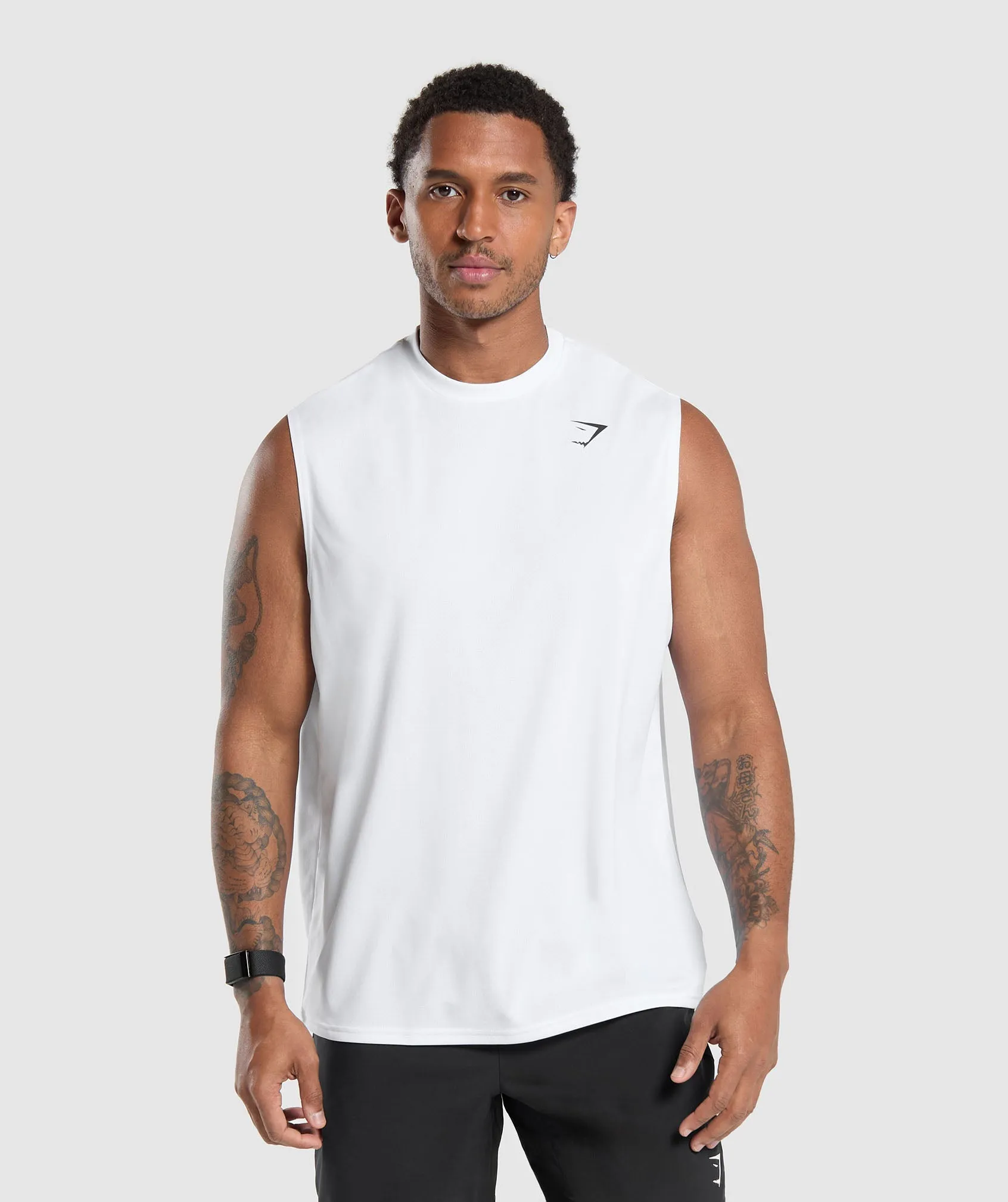 Gymshark Arrival Oversized Tank - White sold by Gymshark