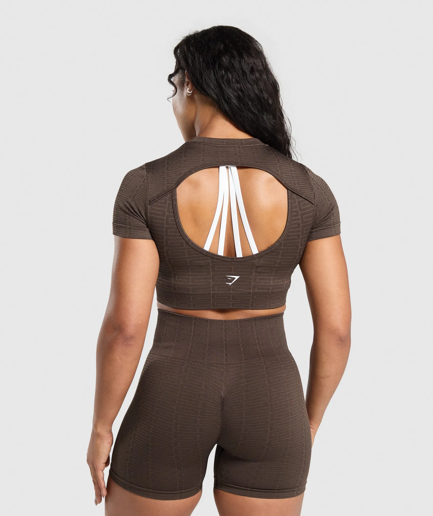 Gymshark Adapt Monogram Seamless Ruched Crop Top - Archive Brown/Soul Brown sold by Gymshark product image thumbnail 2