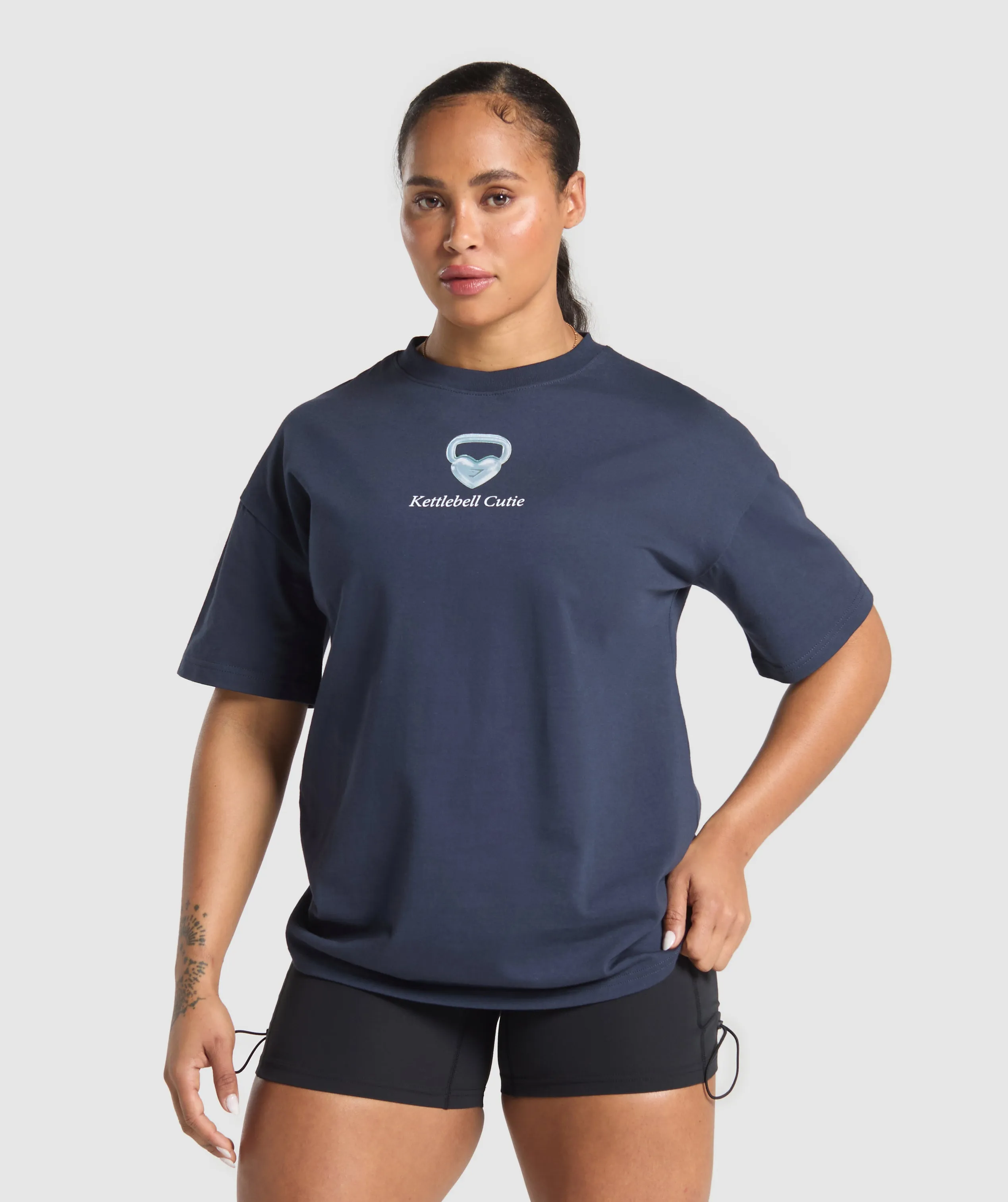 Gymshark Kettlebell Cutie Oversized T-Shirt - Heavy Blue sold by Gymshark