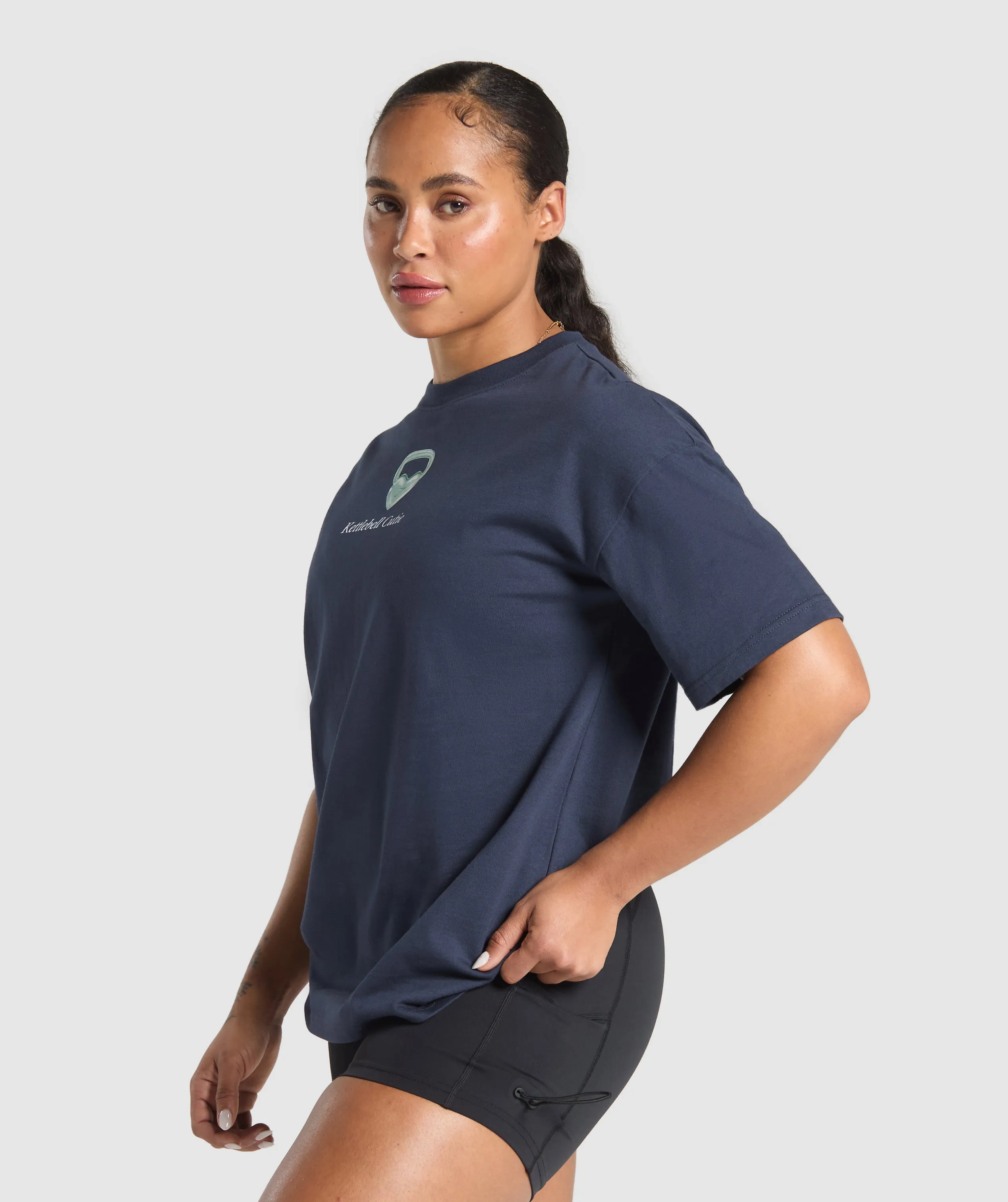 Gymshark Kettlebell Cutie Oversized T-Shirt - Heavy Blue sold by Gymshark product image thumbnail 3