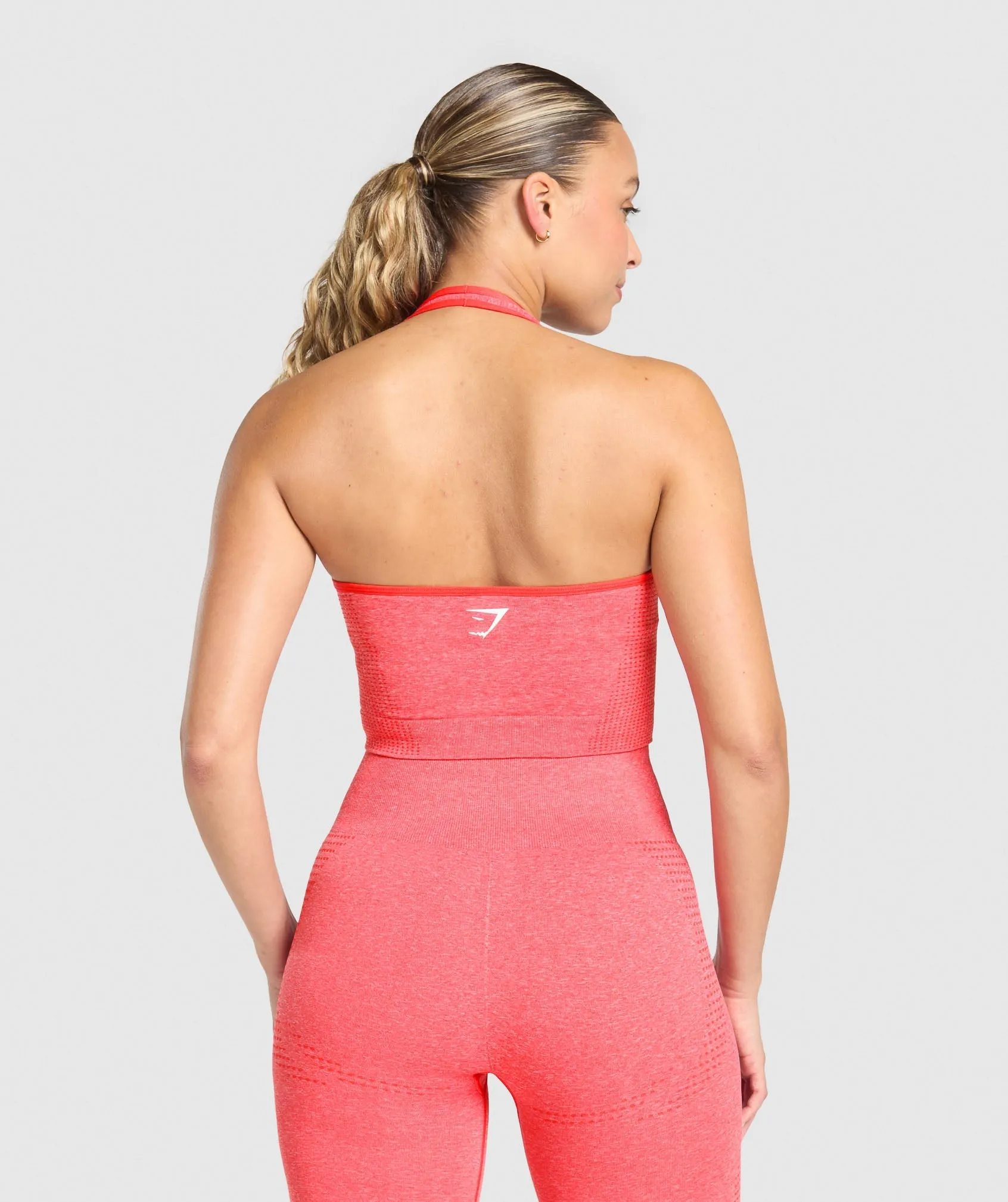 Gymshark Vital Halter Neck Tank With Shelf - Coral Red Marl sold by Gymshark product image thumbnail 2