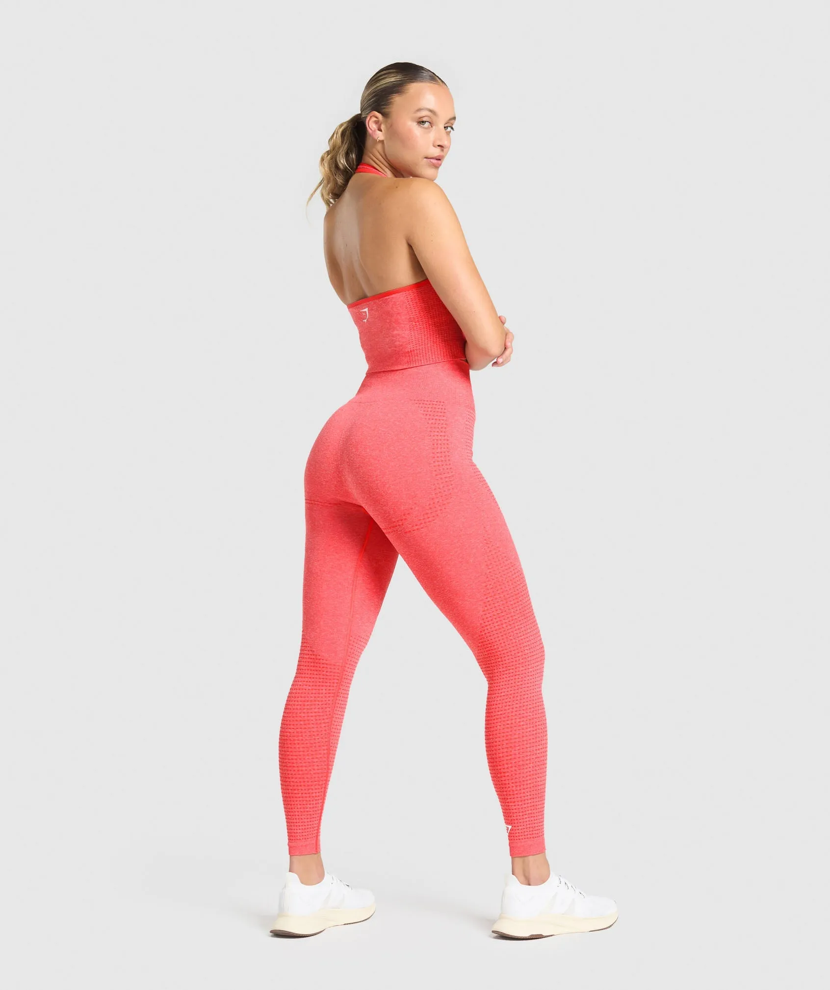 Gymshark Vital Halter Neck Tank With Shelf - Coral Red Marl sold by Gymshark product image thumbnail 4