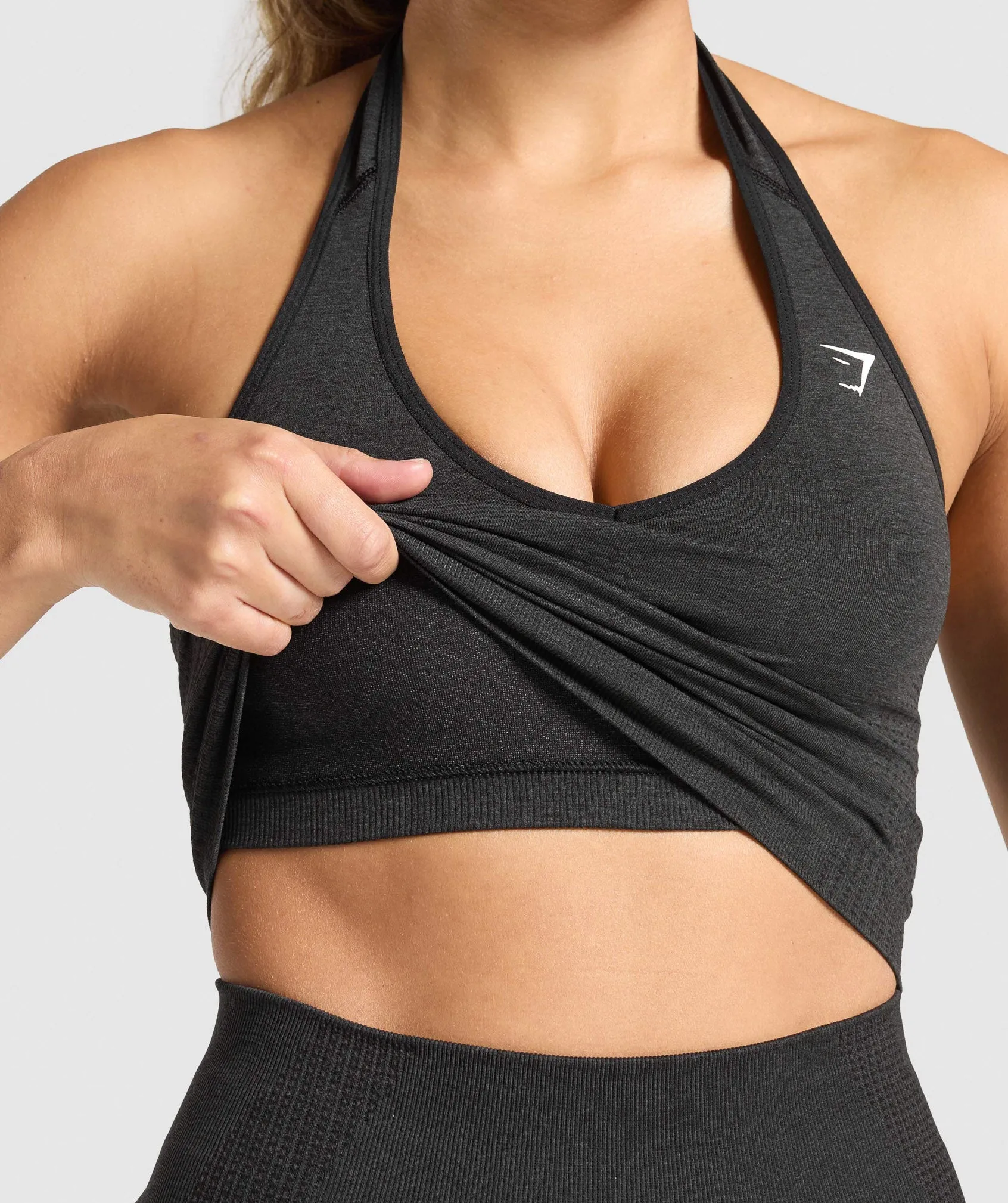Gymshark Vital Halter Neck Tank With Shelf - Black Marl sold by Gymshark product image thumbnail 4