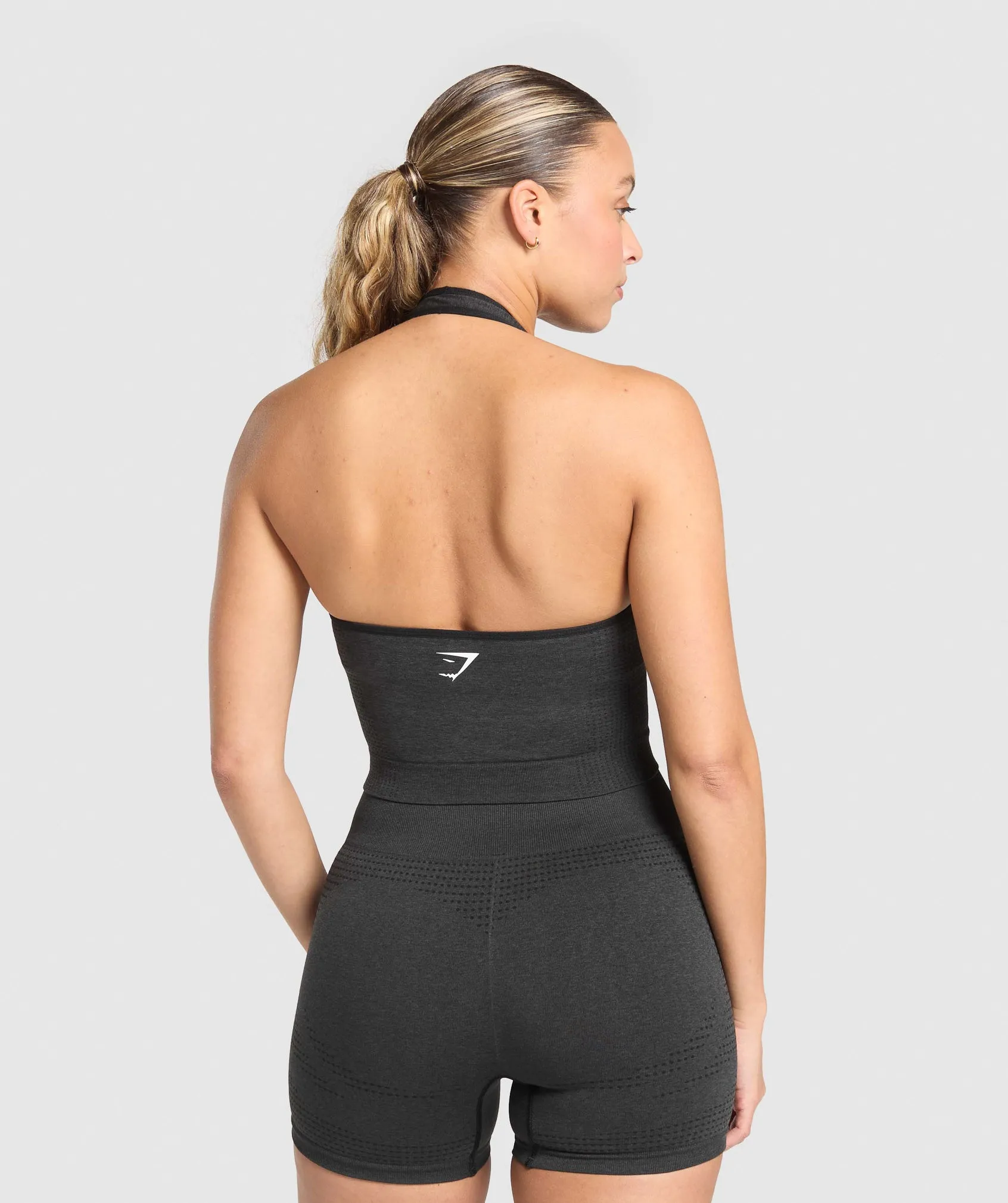 Gymshark Vital Halter Neck Tank With Shelf - Black Marl sold by Gymshark product image thumbnail 2