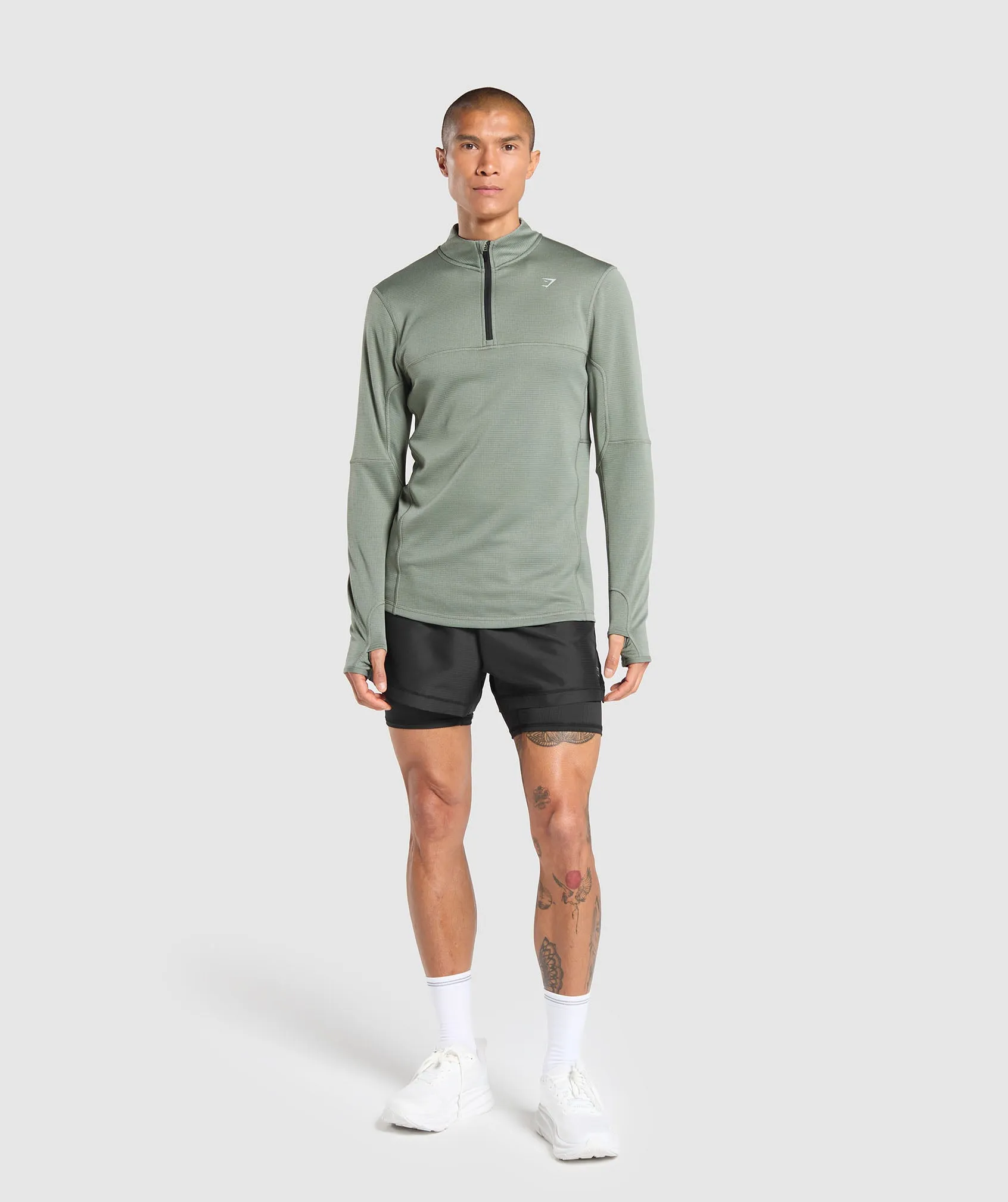 Gymshark Running 1/4 Zip - Unit Green sold by Gymshark product image thumbnail 5