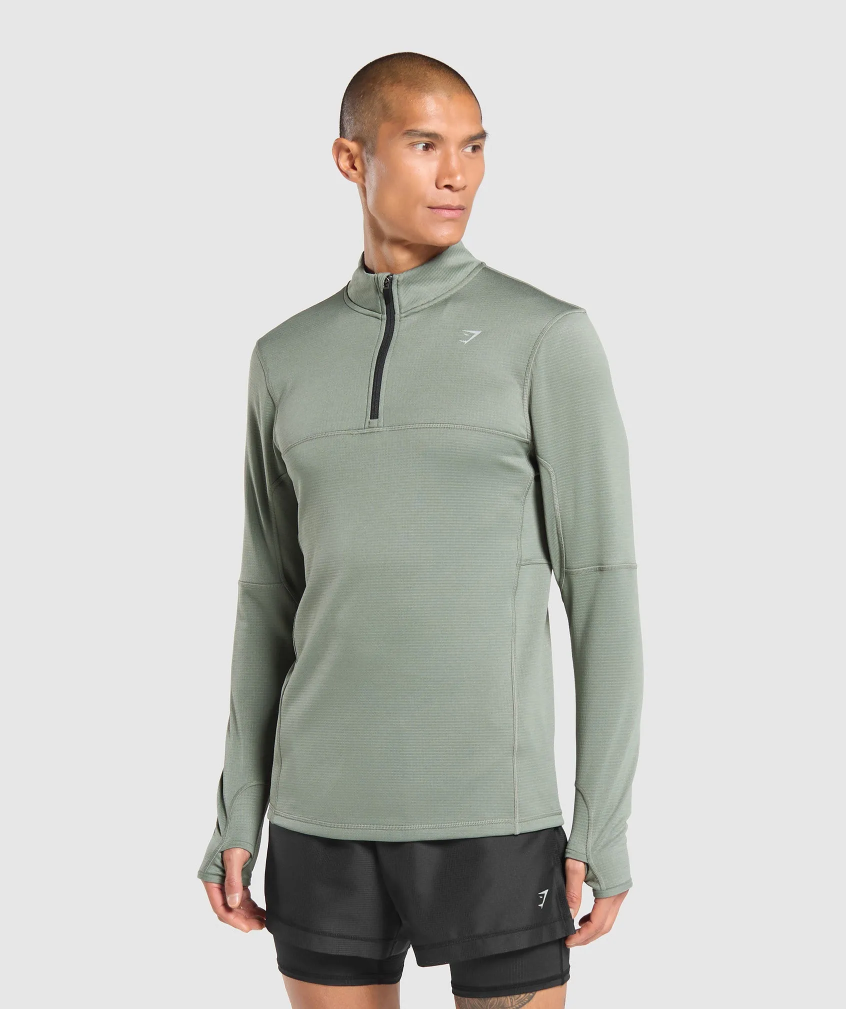 Gymshark Running 1/4 Zip - Unit Green sold by Gymshark product image thumbnail 3
