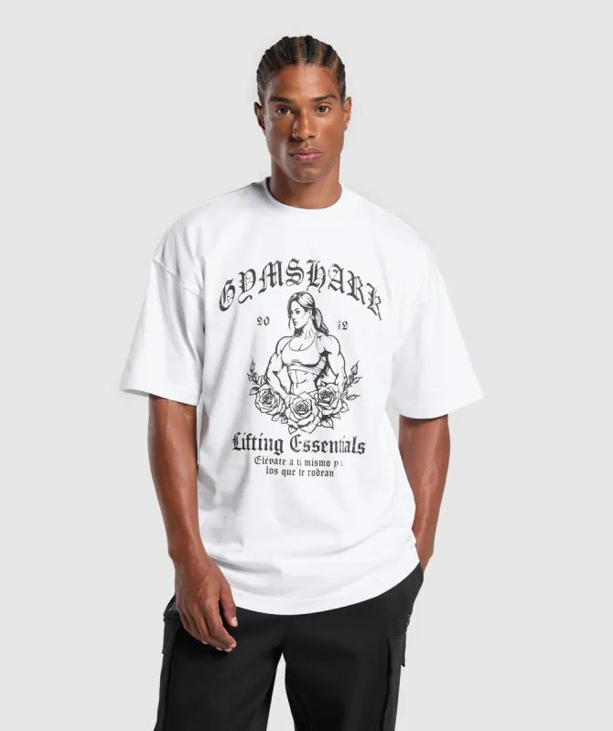 Gymshark Hispanic Inspired Oversized Graphic T-Shirt - White sold by Gymshark