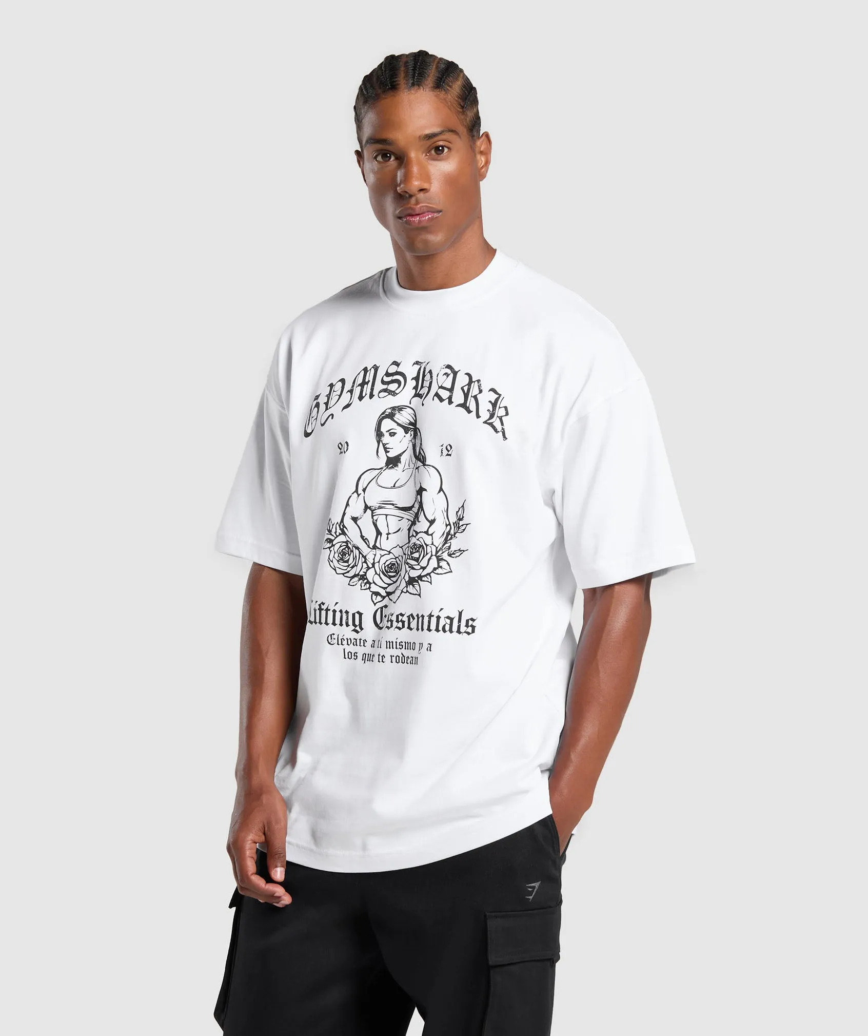 Gymshark Hispanic Inspired Oversized Graphic T-Shirt - White sold by Gymshark product image thumbnail 4