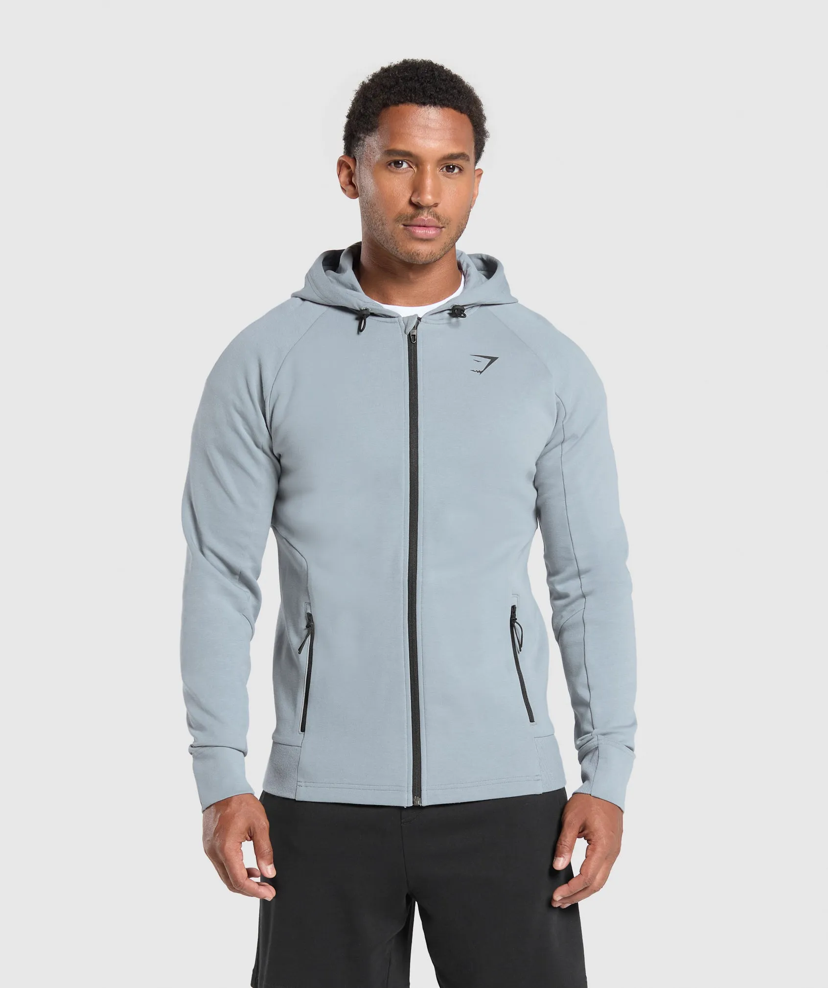 Gymshark Interlock Tech Zip Up Hoodie - Denim Grey sold by Gymshark