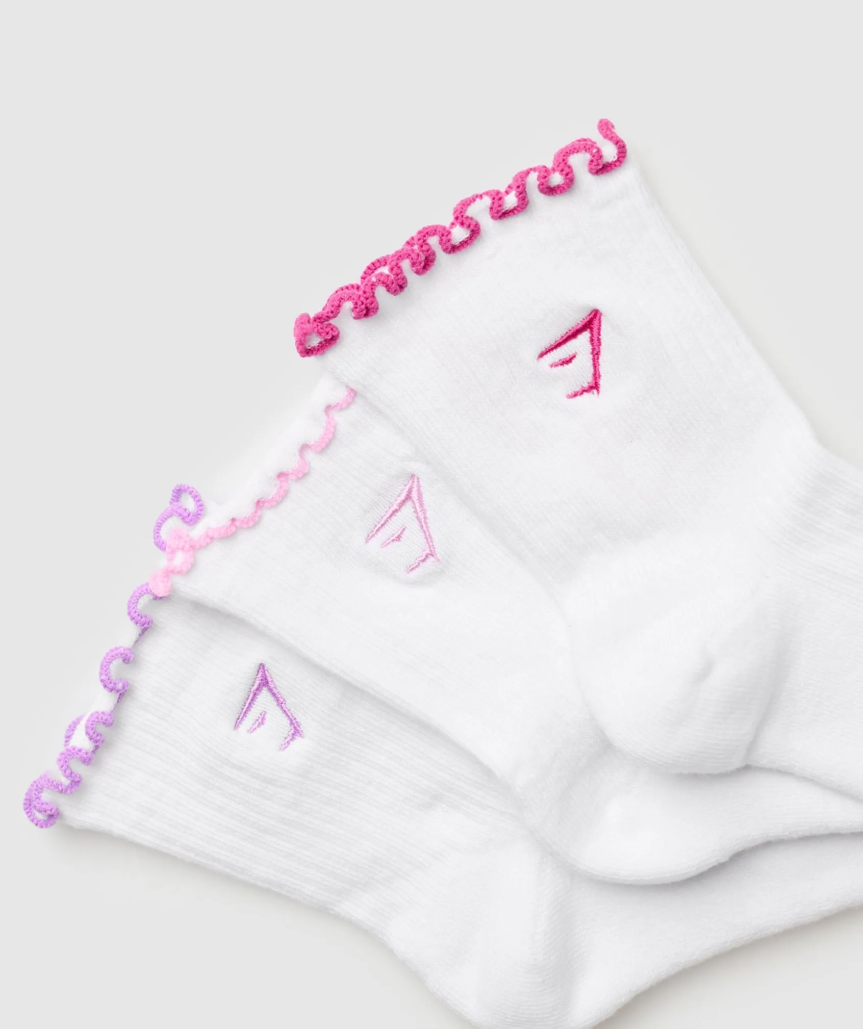 Gymshark Frill Midi Sock 3pk - White/Sour Pink/Active Purple/Winning Pink sold by Gymshark product image thumbnail 2