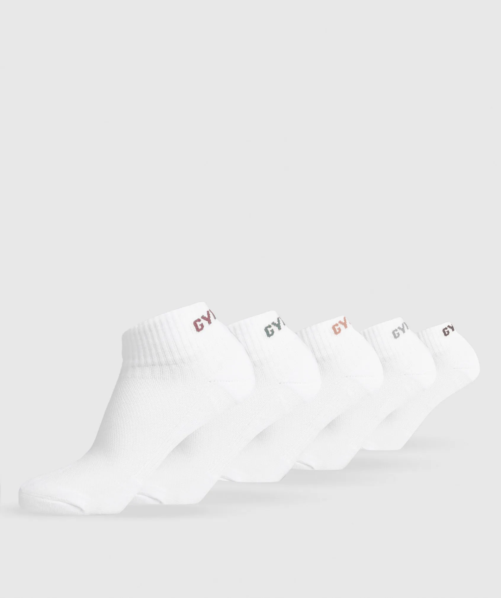 Gymshark Quarter Socks 5pk - Metal Purple/Rest Pink/Calm Pink/Celeste Blue/Brushed Purple sold by Gymshark