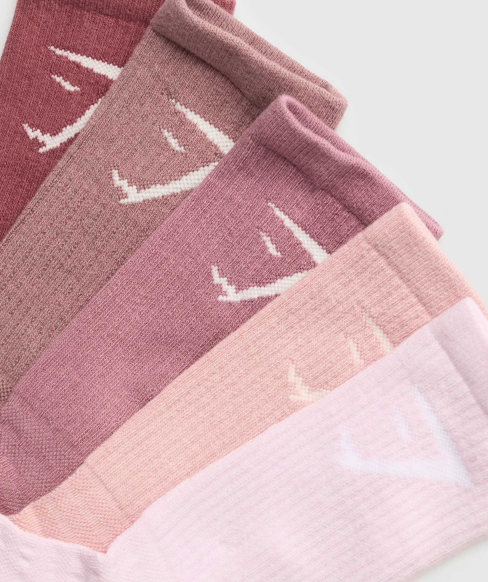 Gymshark Crew Socks 5pk - Washed Berry Pink/Chestnut Pink/Calm Pink/Lift Pink/Ice Pink sold by Gymshark product image thumbnail 2