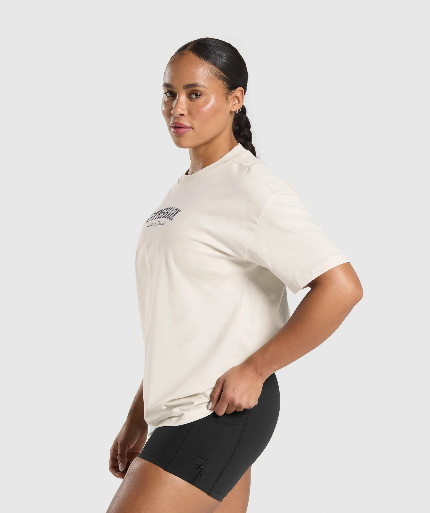 Gymshark Lifting Essentials Graphic Oversized T-Shirt - Oat White sold by Gymshark product image thumbnail 2