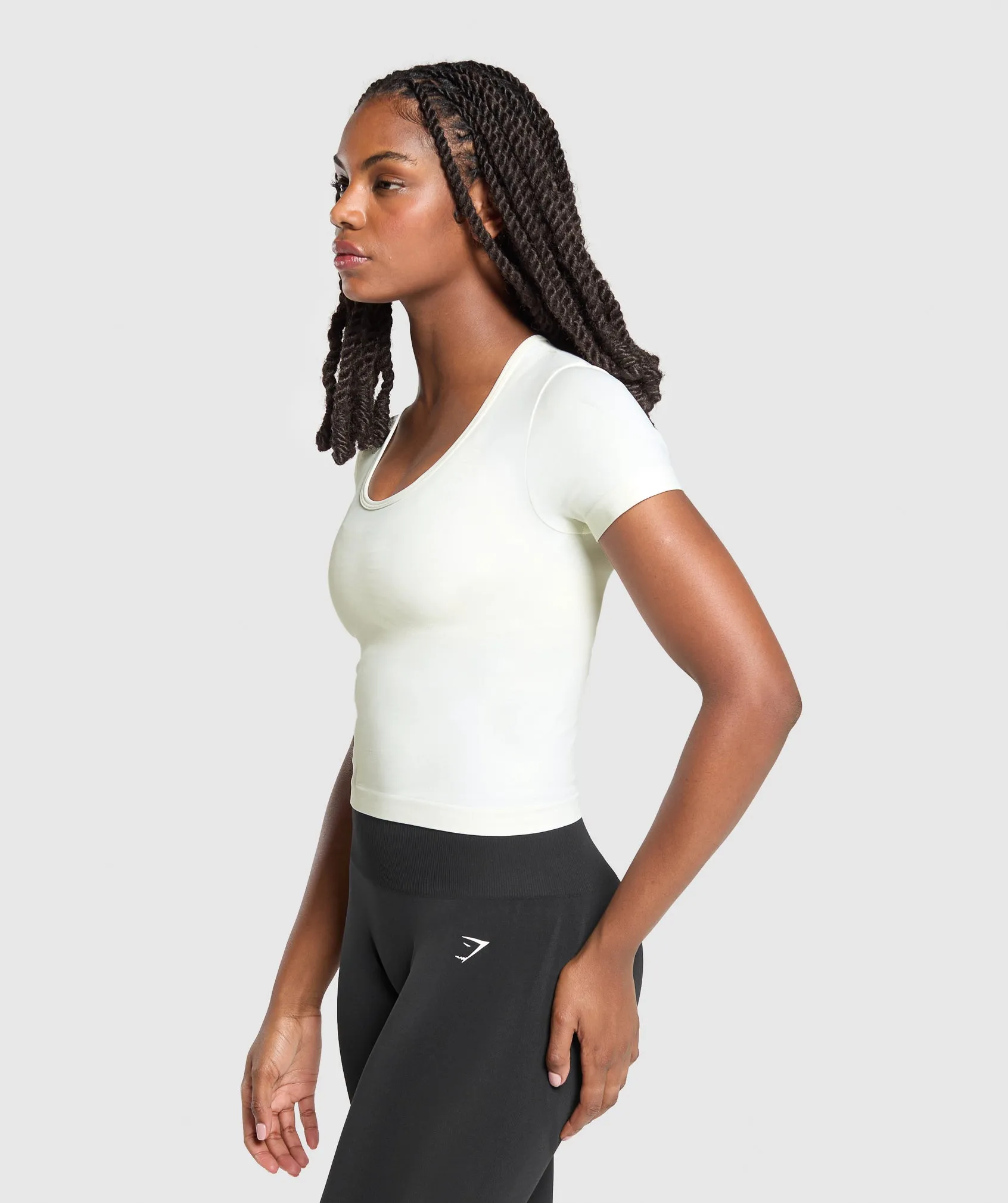 Gymshark Everyday Seamless Tight Fit Crew Neck Tee - Soft White sold by Gymshark product image thumbnail 2