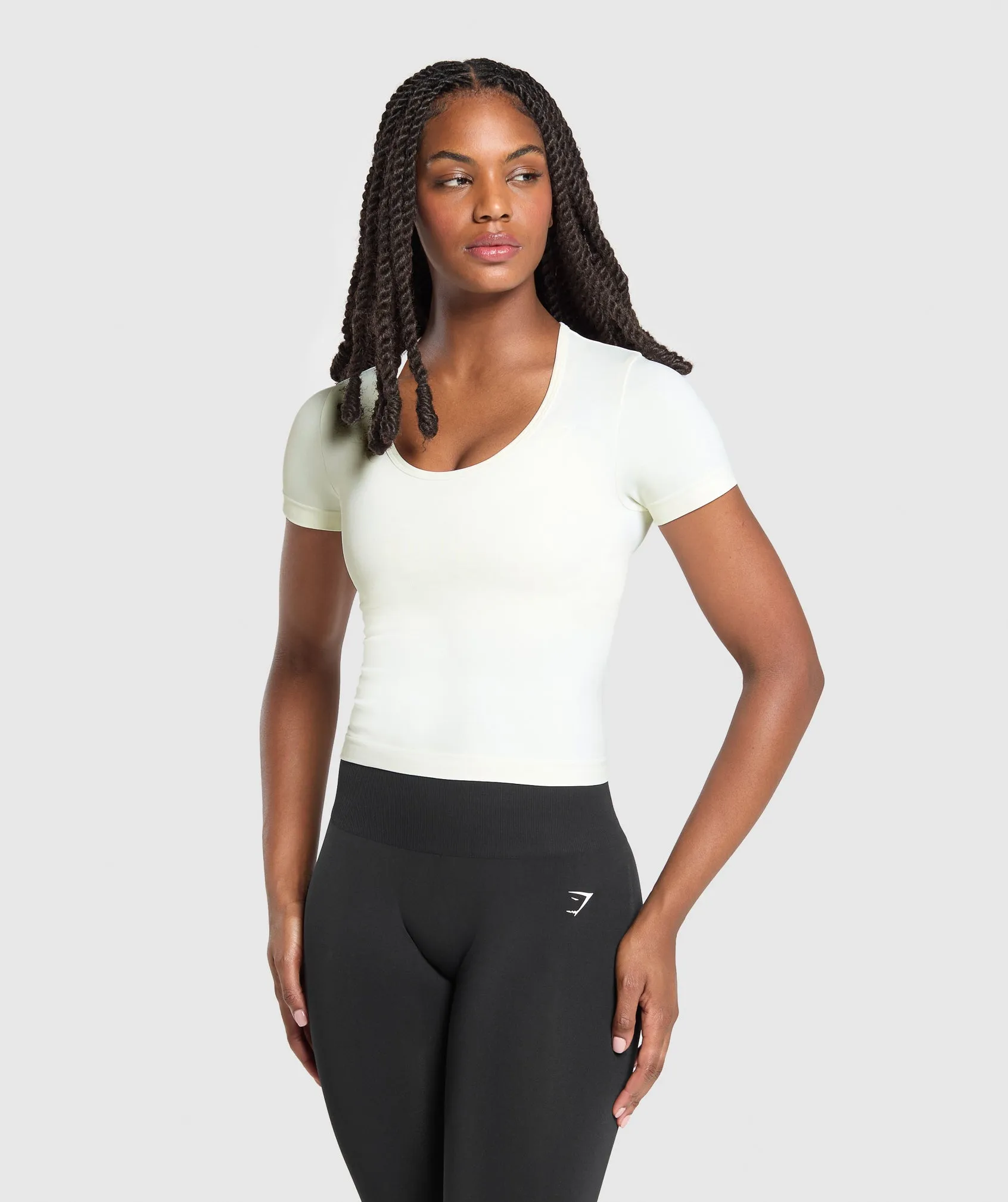Gymshark Everyday Seamless Tight Fit Crew Neck Tee - Soft White sold by Gymshark