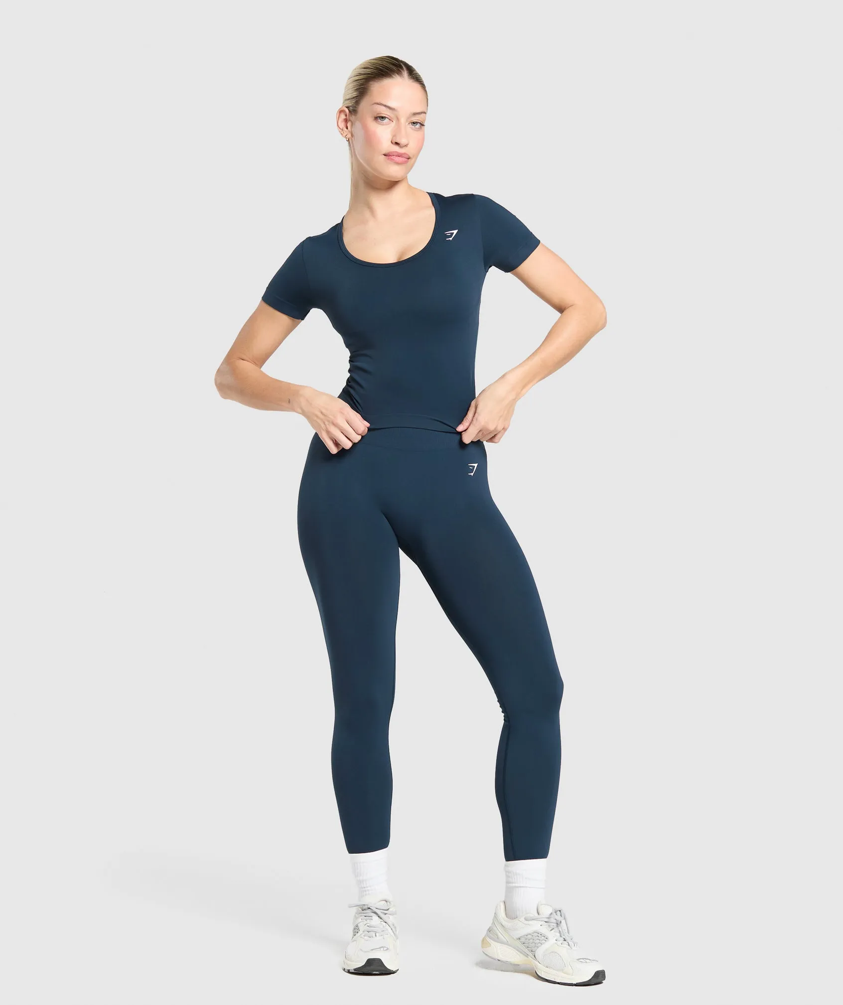 Gymshark Everyday Seamless Tight Fit Crew Neck Tee - Navy sold by Gymshark product image thumbnail 4