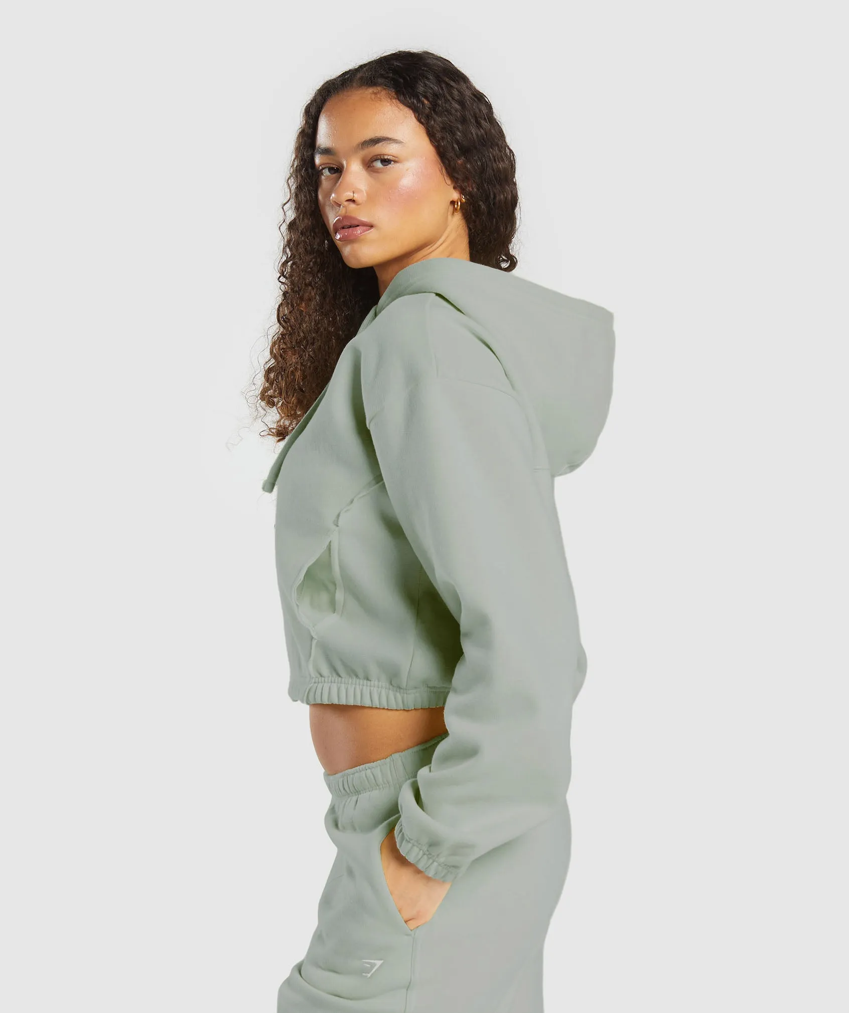 Gymshark Fleece Zip Hoodie - Stone Grey sold by Gymshark product image thumbnail 3