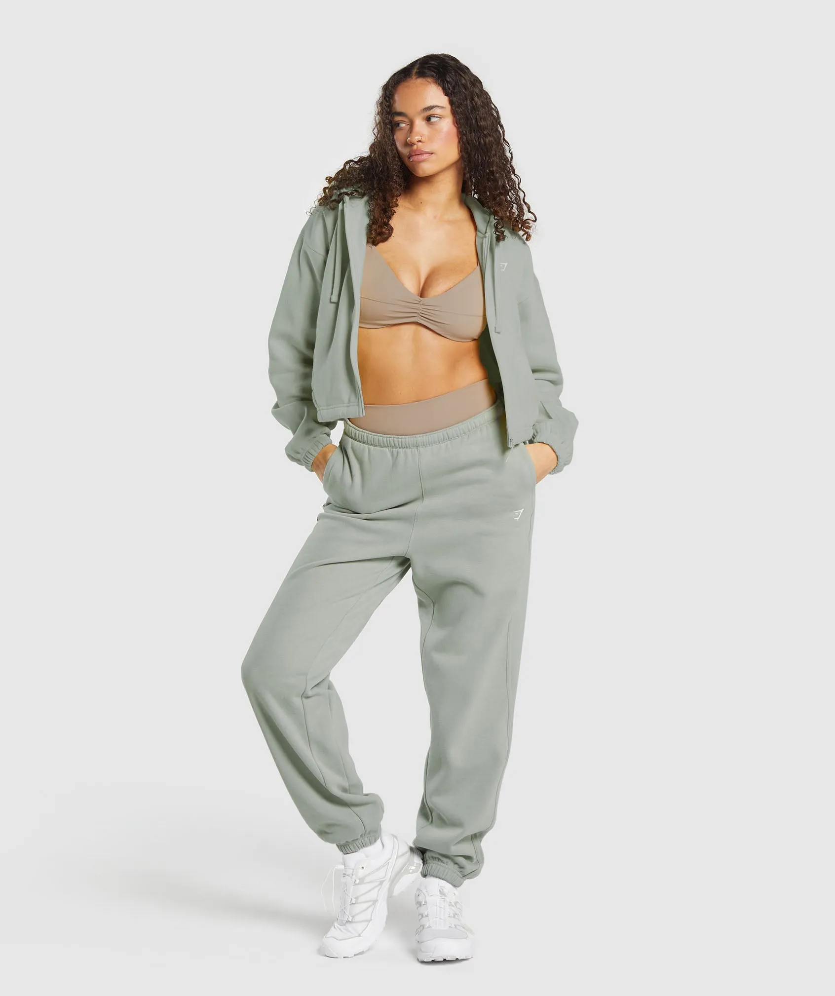 Gymshark Fleece Zip Hoodie - Stone Grey sold by Gymshark product image thumbnail 4