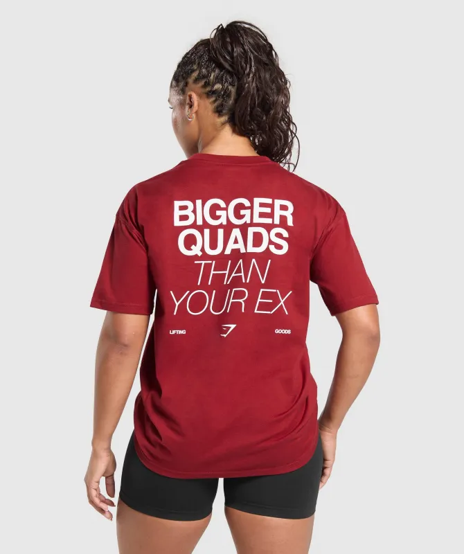 Gymshark Bigger Quads Than Your Ex T-Shirt - Reps Red sold by Gymshark