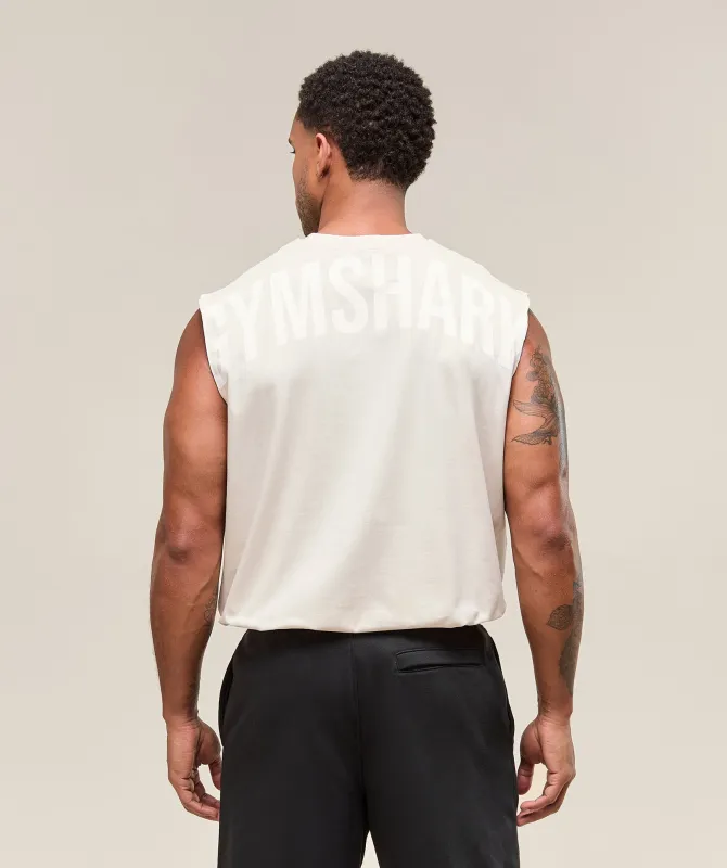 Gymshark Power Cut Off Tank - Oat White sold by Gymshark