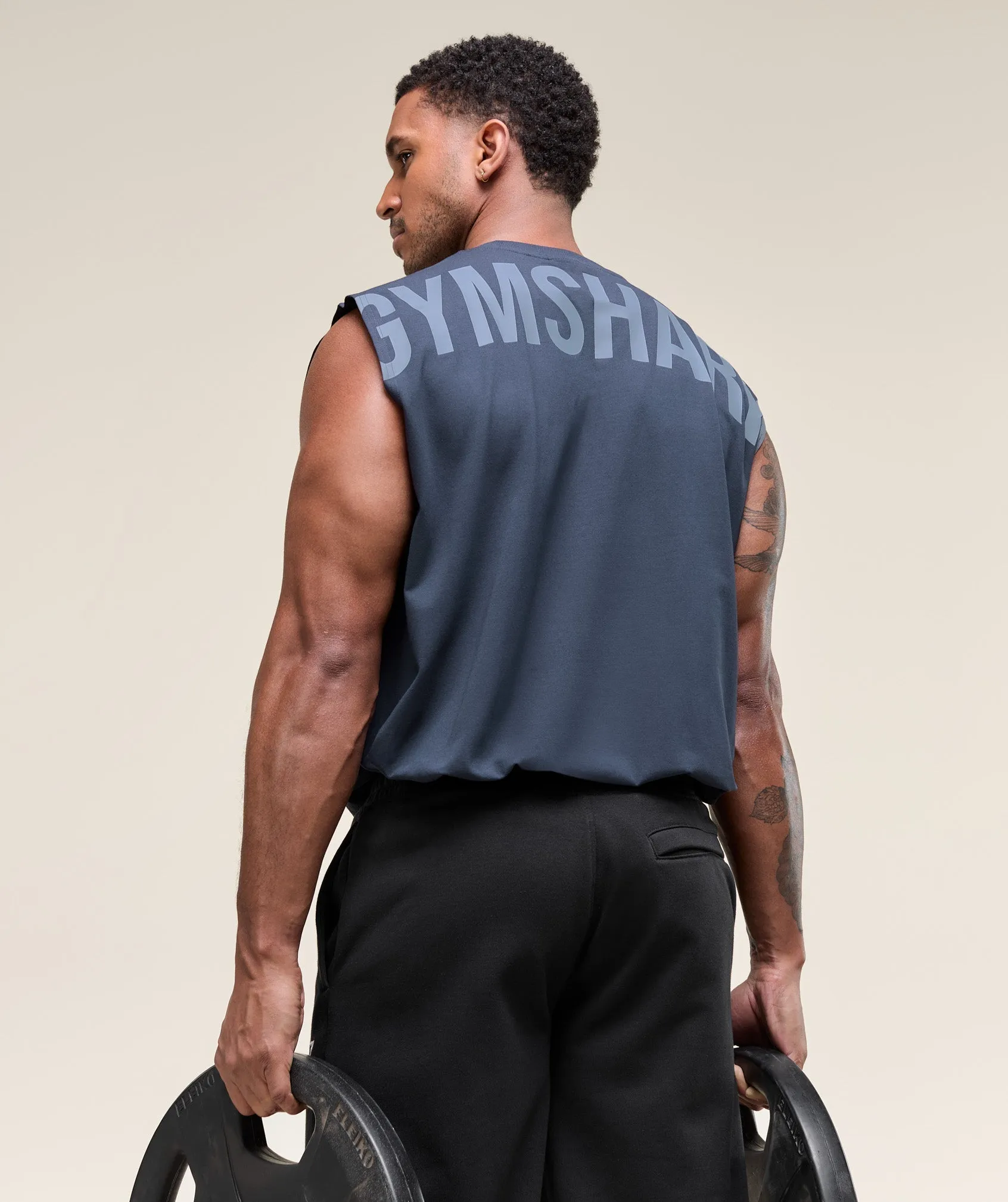 Gymshark Power Cut Off Tank - Heavy Blue sold by Gymshark