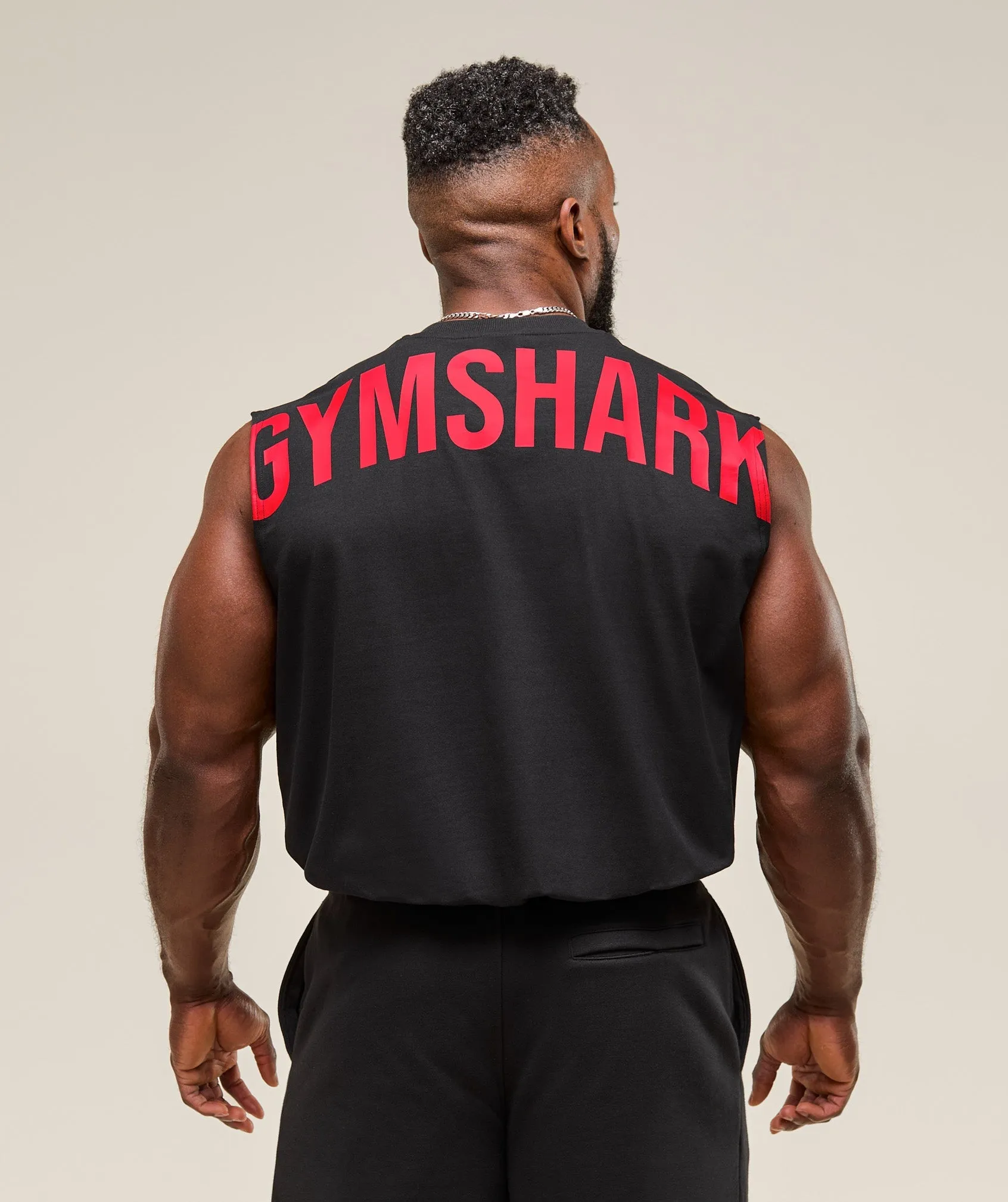Gymshark Power Cut Off Tank - Black/Conditioning Red sold by Gymshark product image thumbnail 4