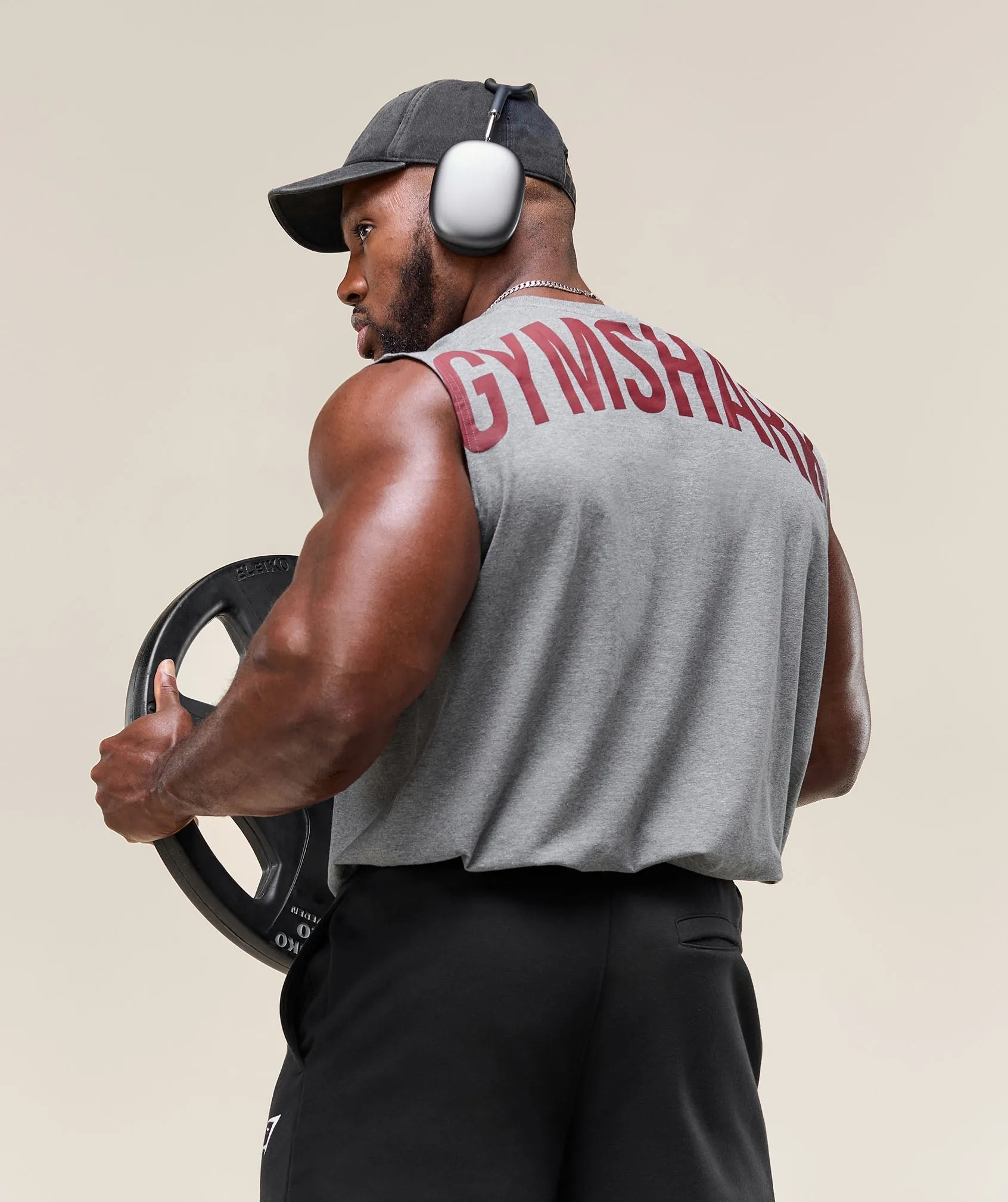 Gymshark Power Cut Off Tank - Charcoal Core Marl sold by Gymshark