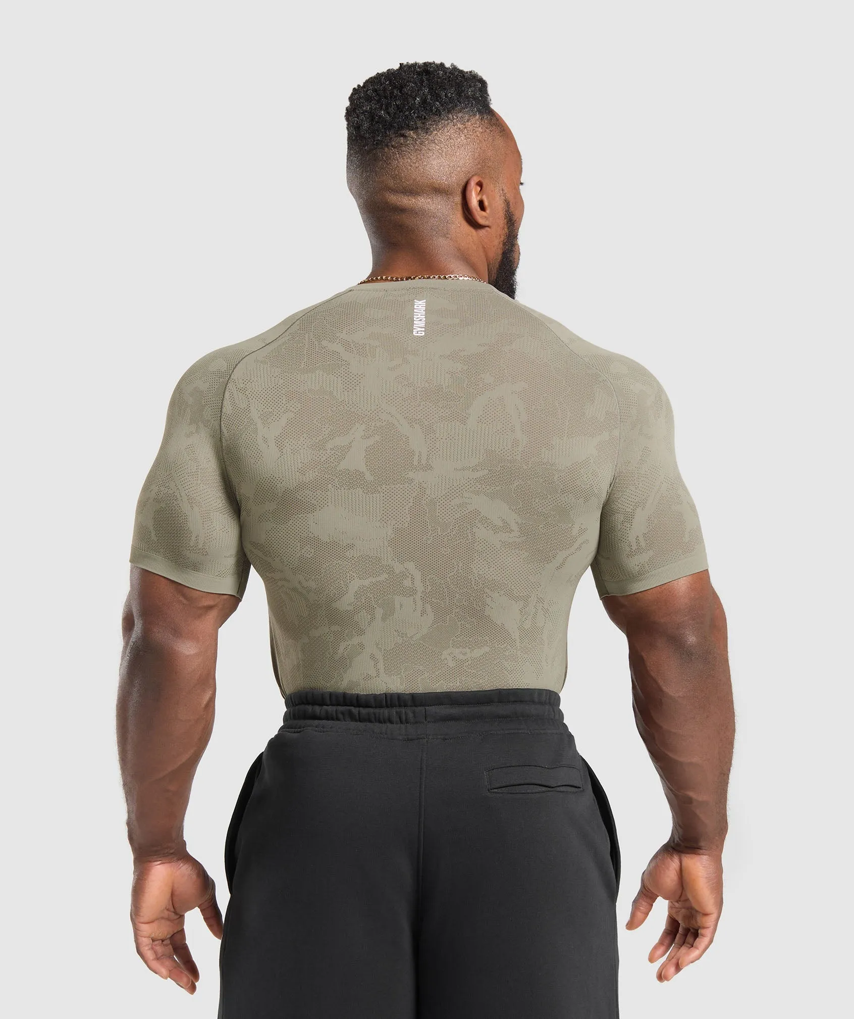 Gymshark Geo Seamless T-Shirt - Linen Brown/Camo Brown sold by Gymshark product image thumbnail 2