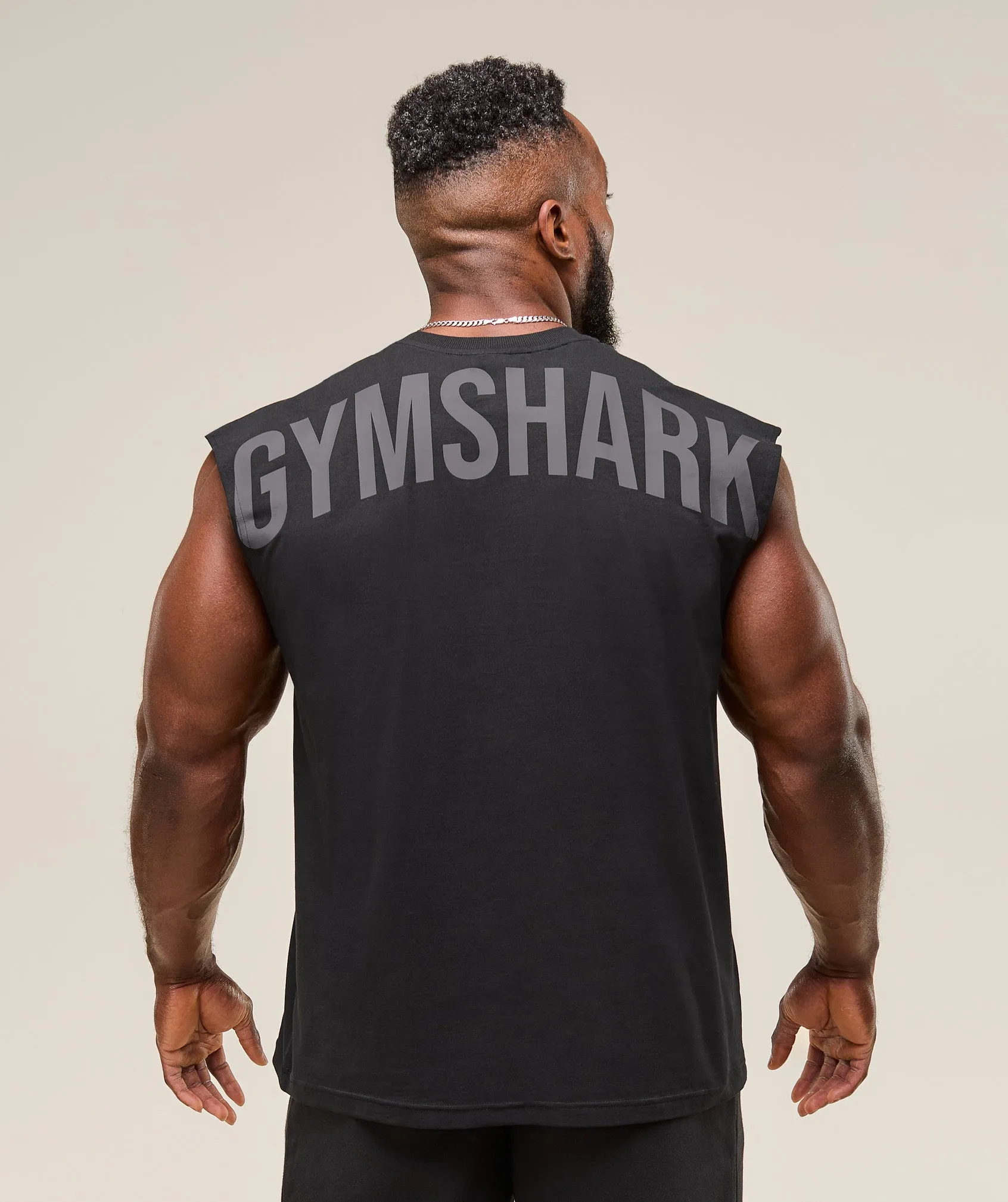 Gymshark Power Cut Off Tank - Black sold by Gymshark