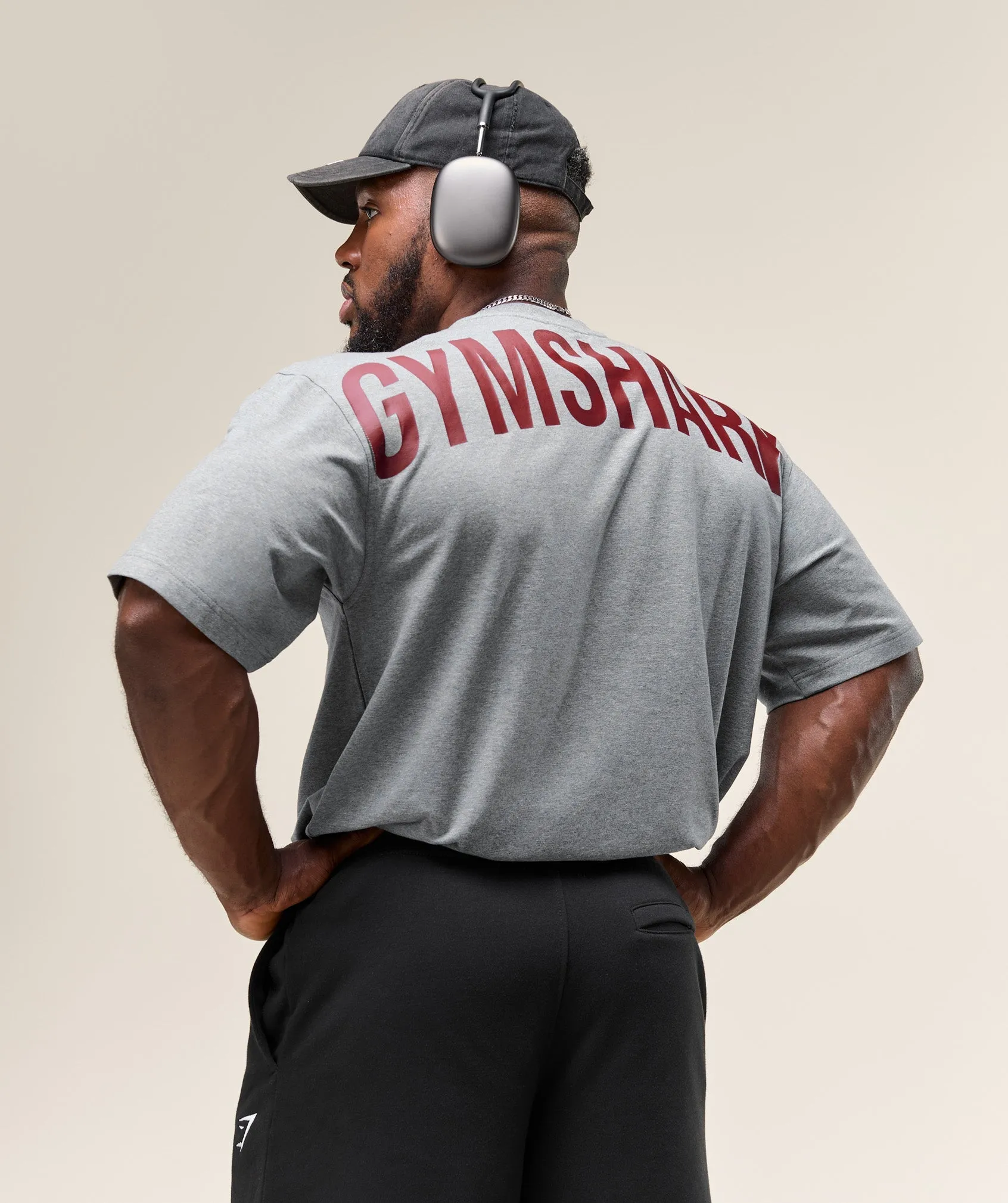 Gymshark Power T-Shirt - Charcoal Core Marl/Sets Red sold by Gymshark