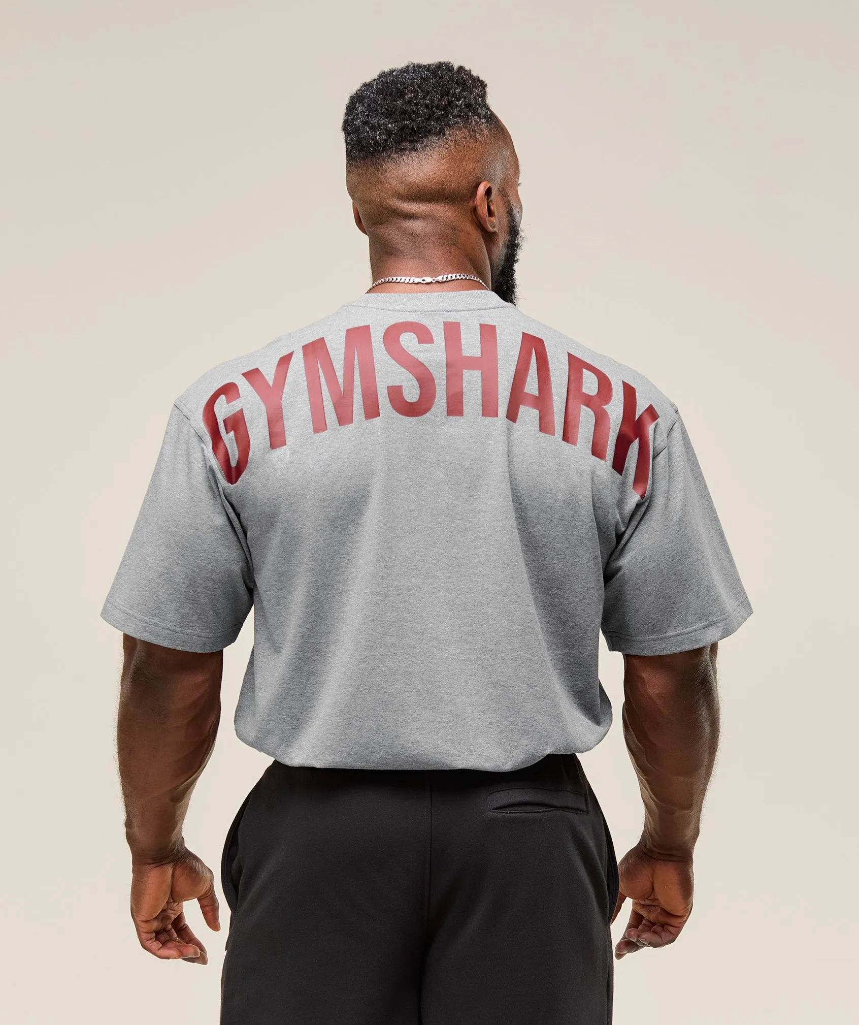 Gymshark Power T-Shirt - Charcoal Core Marl/Sets Red sold by Gymshark product image thumbnail 4