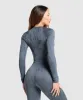 Gymshark Adapt Camo Seamless Long Sleeve Top - Titanium Blue/Denim Grey sold by Gymshark