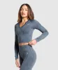 Gymshark Adapt Camo Seamless Long Sleeve Top - Titanium Blue/Denim Grey sold by Gymshark