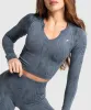 Gymshark Adapt Camo Seamless Long Sleeve Top - Titanium Blue/Denim Grey sold by Gymshark