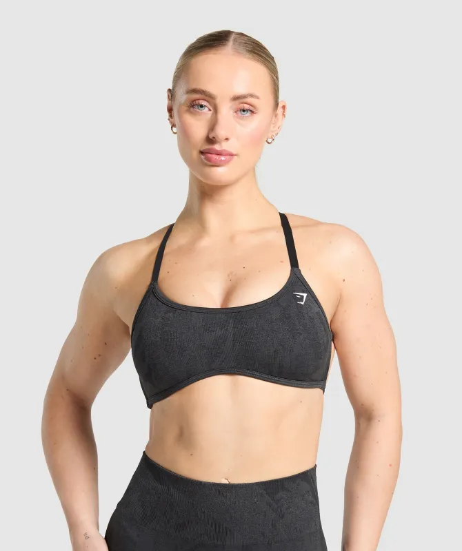 Gymshark Adapt Camo Cross Back Sports Bra - Asphalt Grey/Black sold by Gymshark