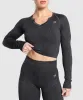 Gymshark Adapt Camo Seamless Long Sleeve Top - Asphalt Grey/Black sold by Gymshark
