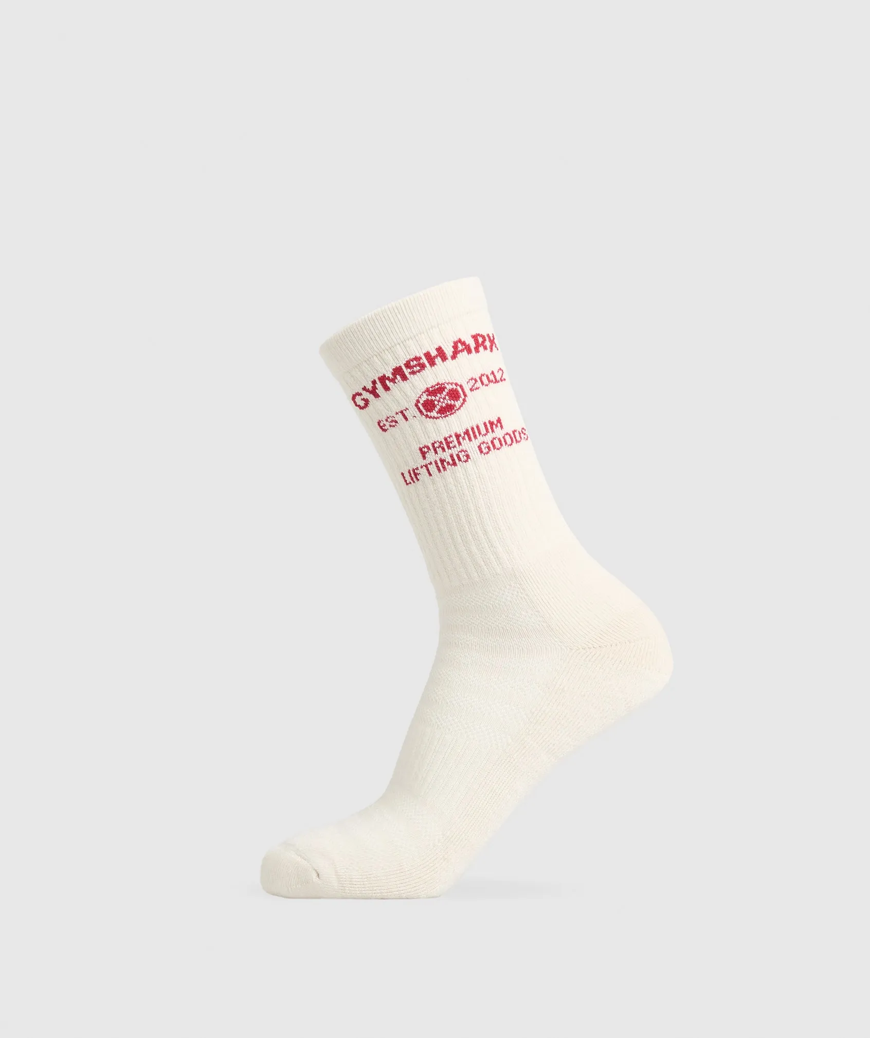 Gymshark Weight Plate Crew Socks Single - Oat White sold by Gymshark