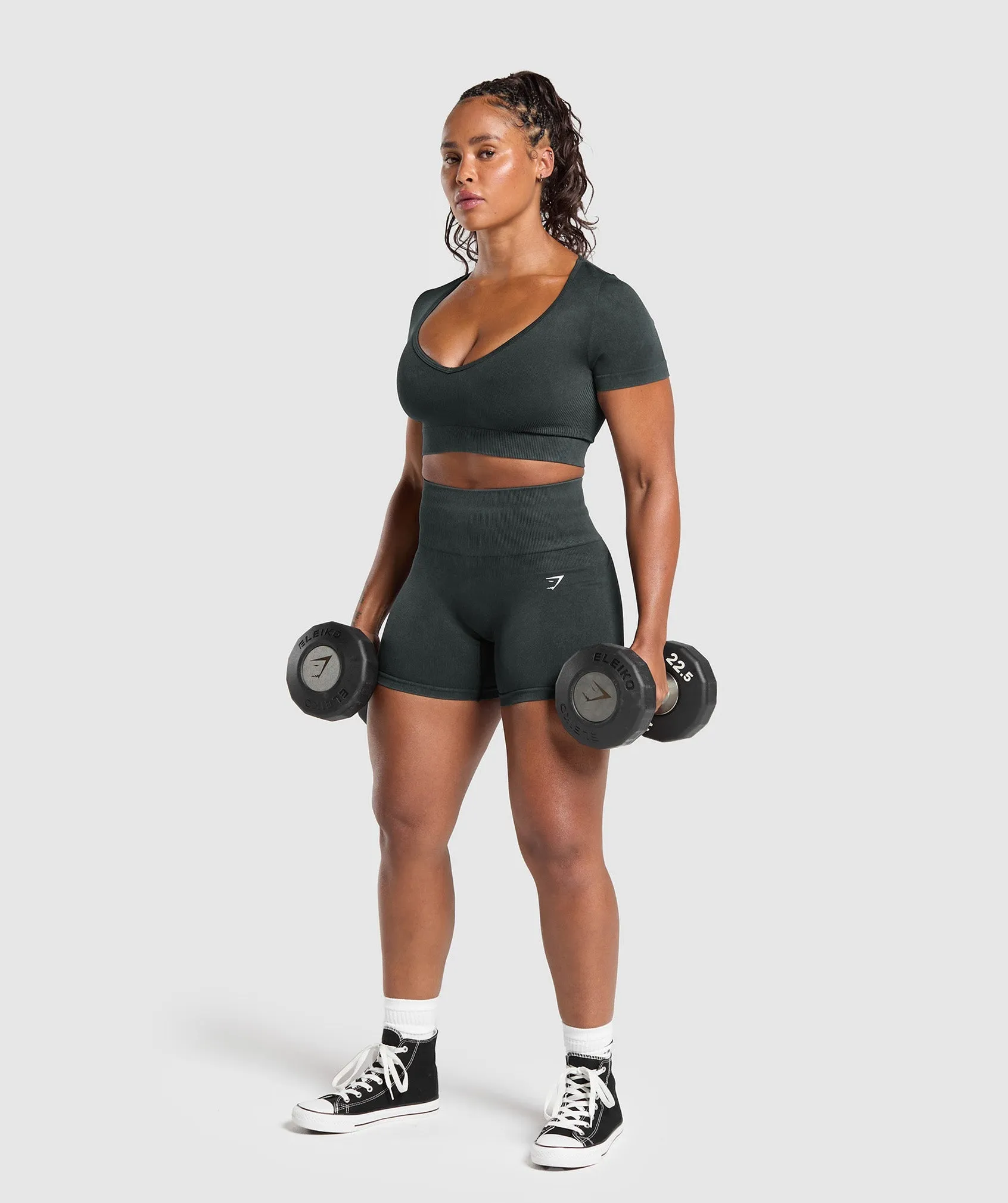 Gymshark Gains Seamless Washed Crop Top - Black sold by Gymshark product image thumbnail 4