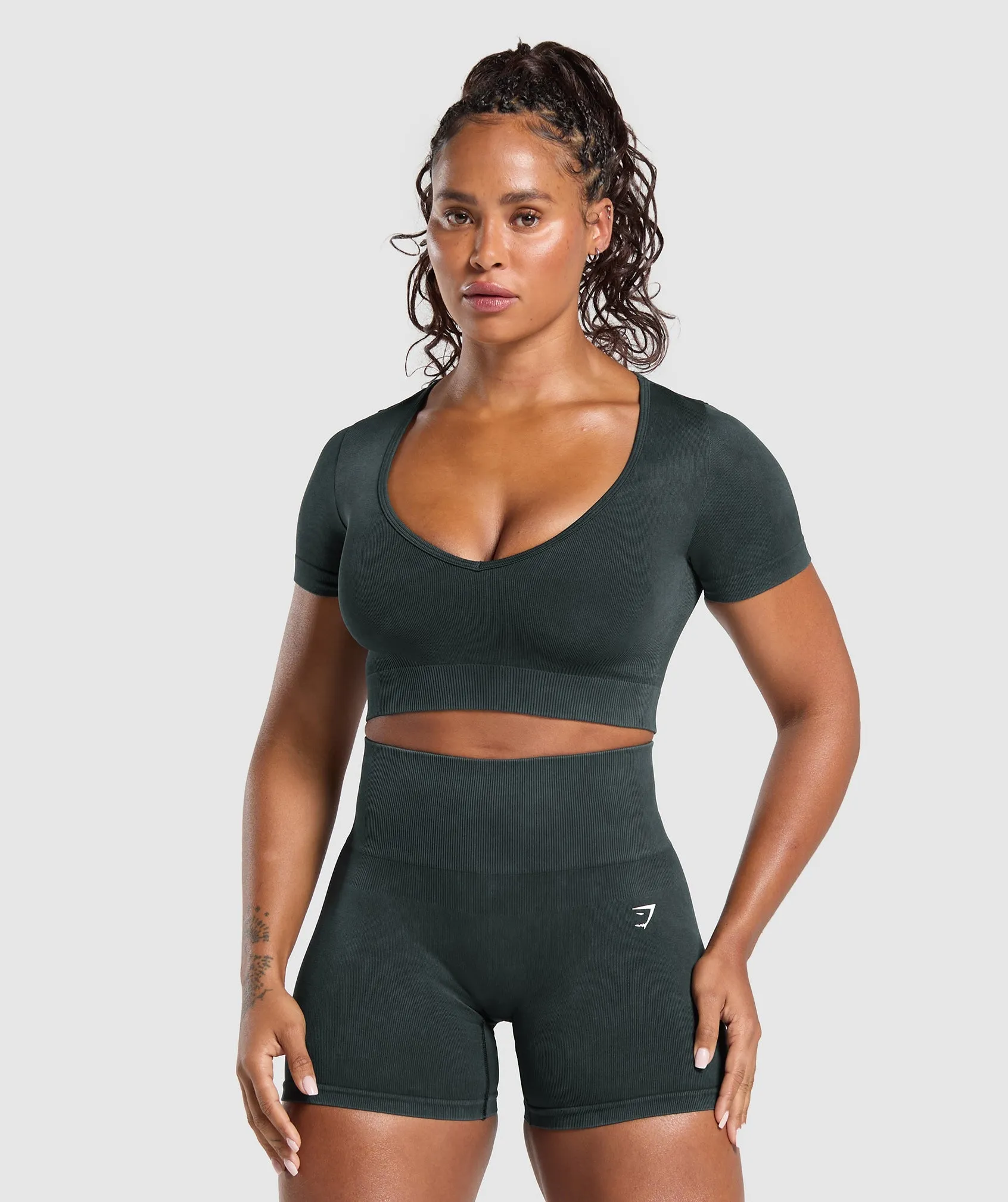 Gymshark Gains Seamless Washed Crop Top - Black sold by Gymshark
