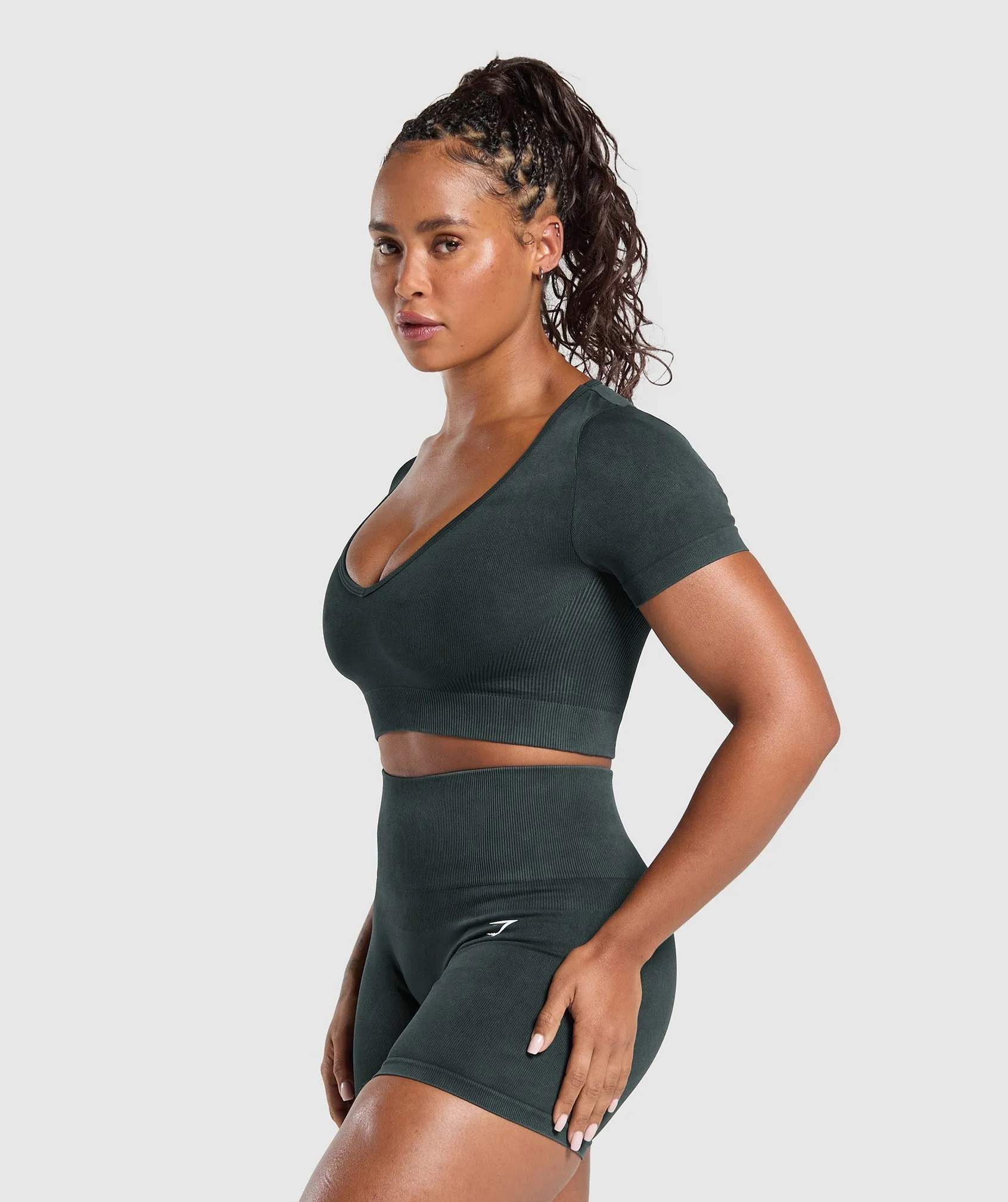 Gymshark Gains Seamless Washed Crop Top - Black sold by Gymshark product image thumbnail 3
