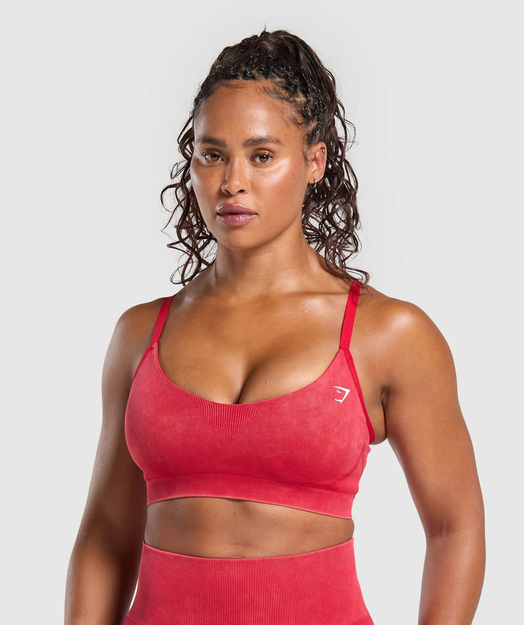 Gymshark Gains Seamless Washed Sports Bra - Carmine Red sold by Gymshark