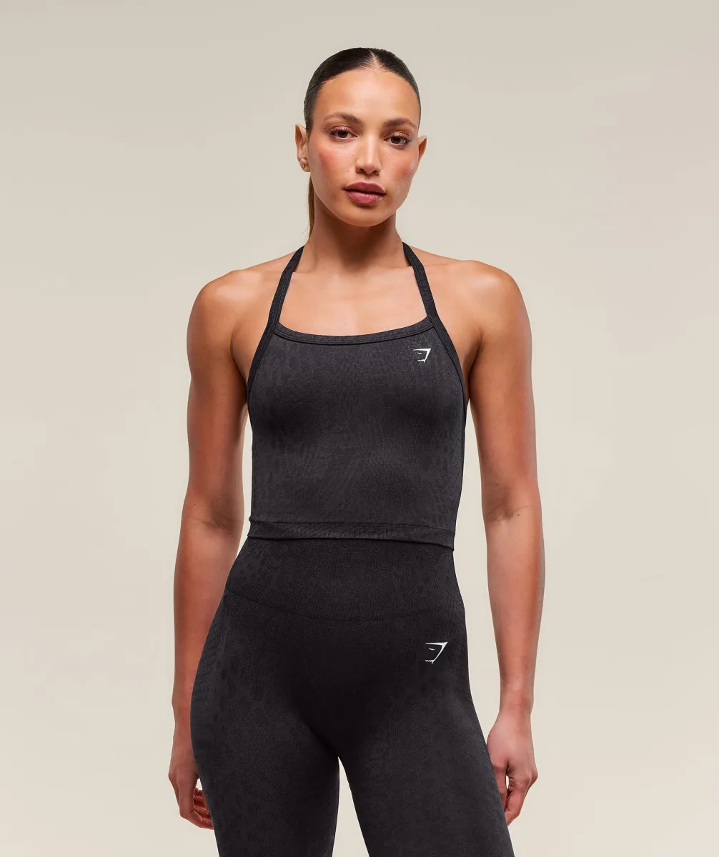 Gymshark Adapt X Whitney Animal Seamless Midi Tank - Black/Asphalt Grey sold by Gymshark