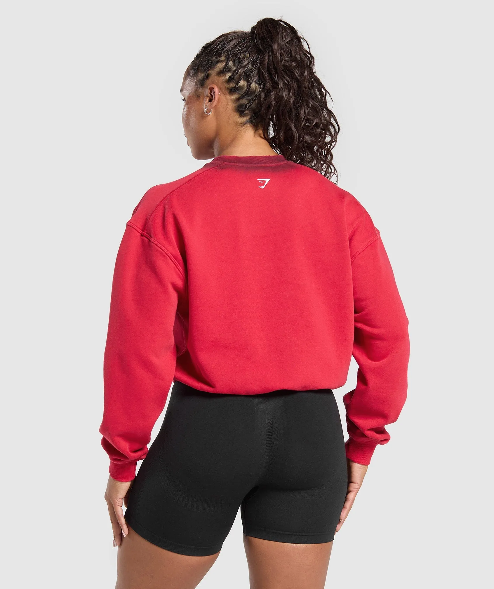 Gymshark Gains Washed Loopback Crew Neck - Conditioning Red/Sets Red sold by Gymshark product image thumbnail 2