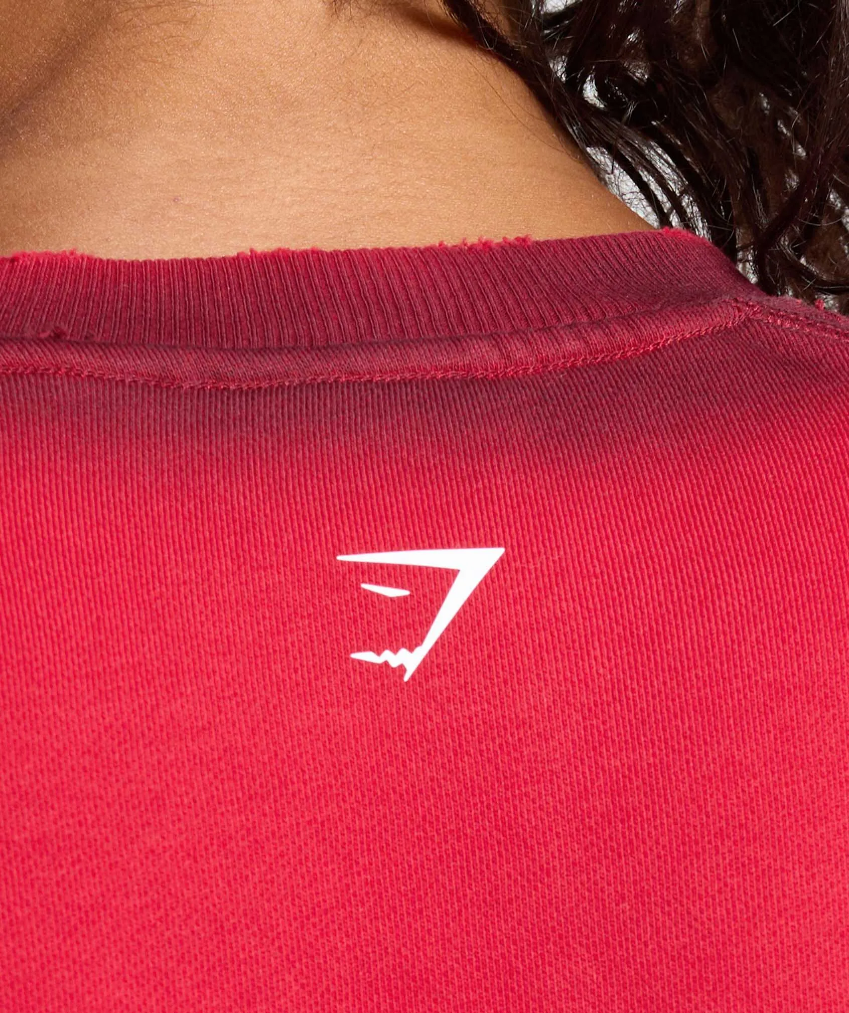 Gymshark Gains Washed Loopback Crew Neck - Conditioning Red/Sets Red sold by Gymshark product image thumbnail 5