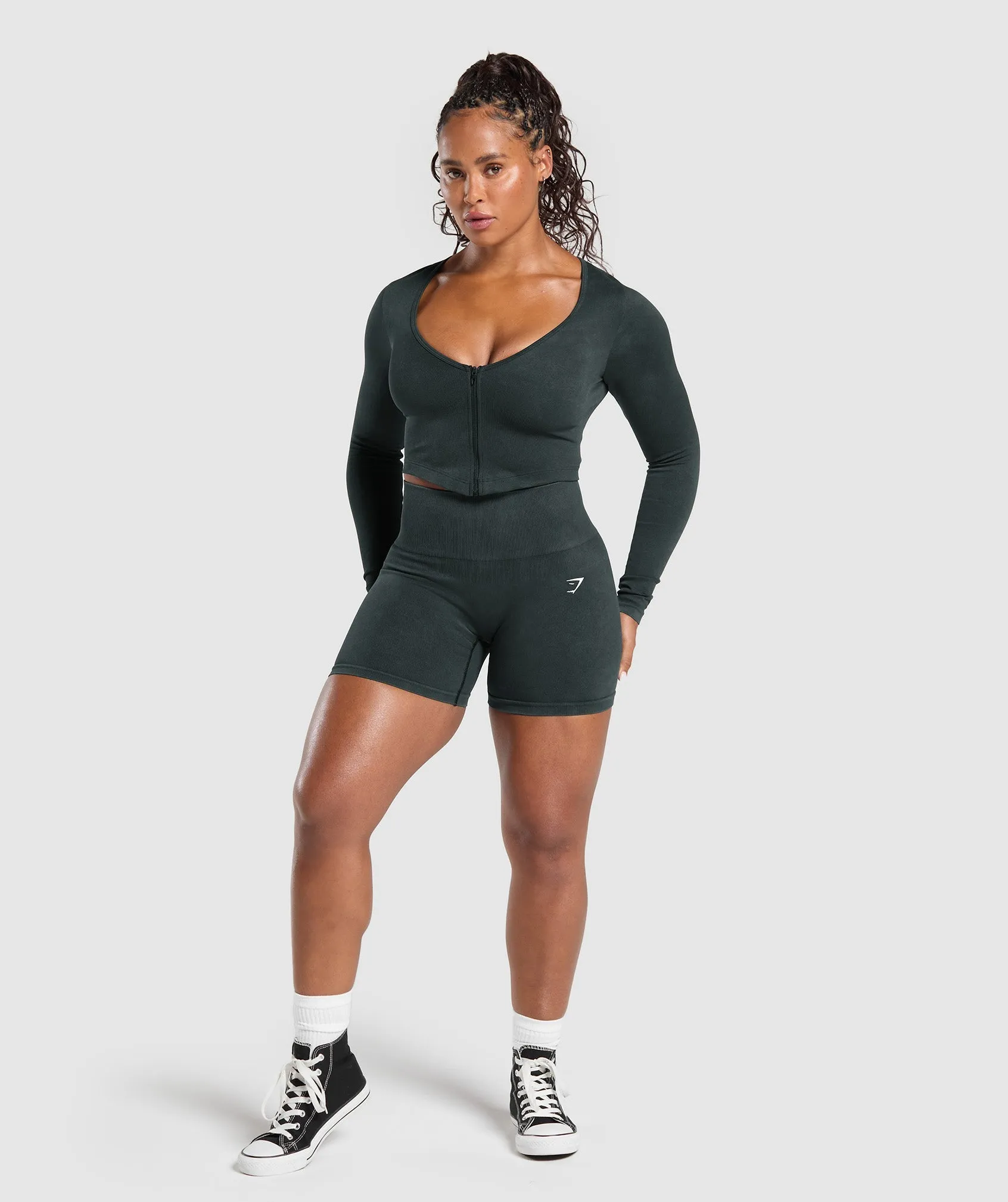 Gymshark Gains Seamless Washed Zip Up Jacket - Black sold by Gymshark product image thumbnail 4