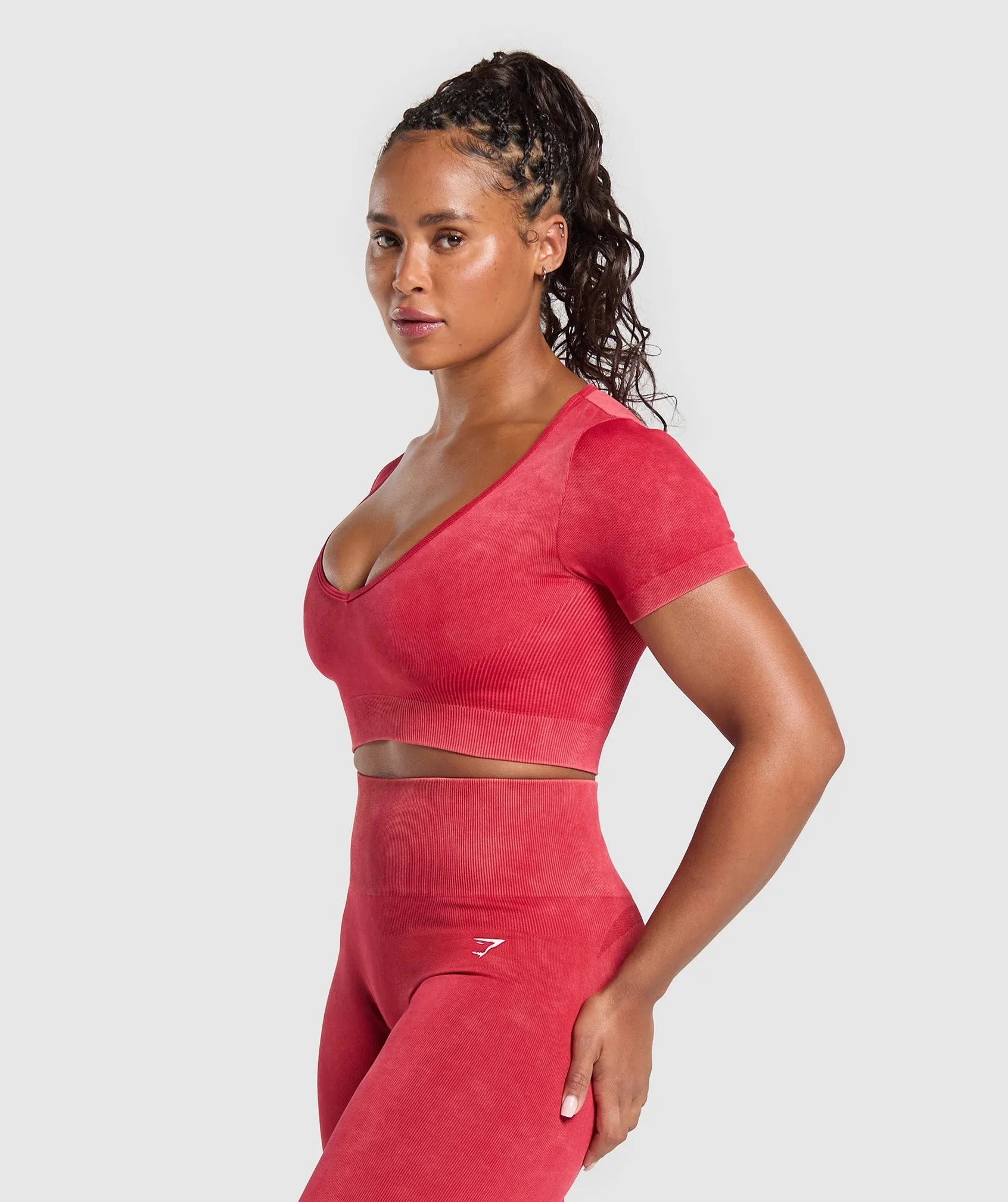 Gymshark Gains Seamless Washed Crop Top - Carmine Red sold by Gymshark product image thumbnail 3