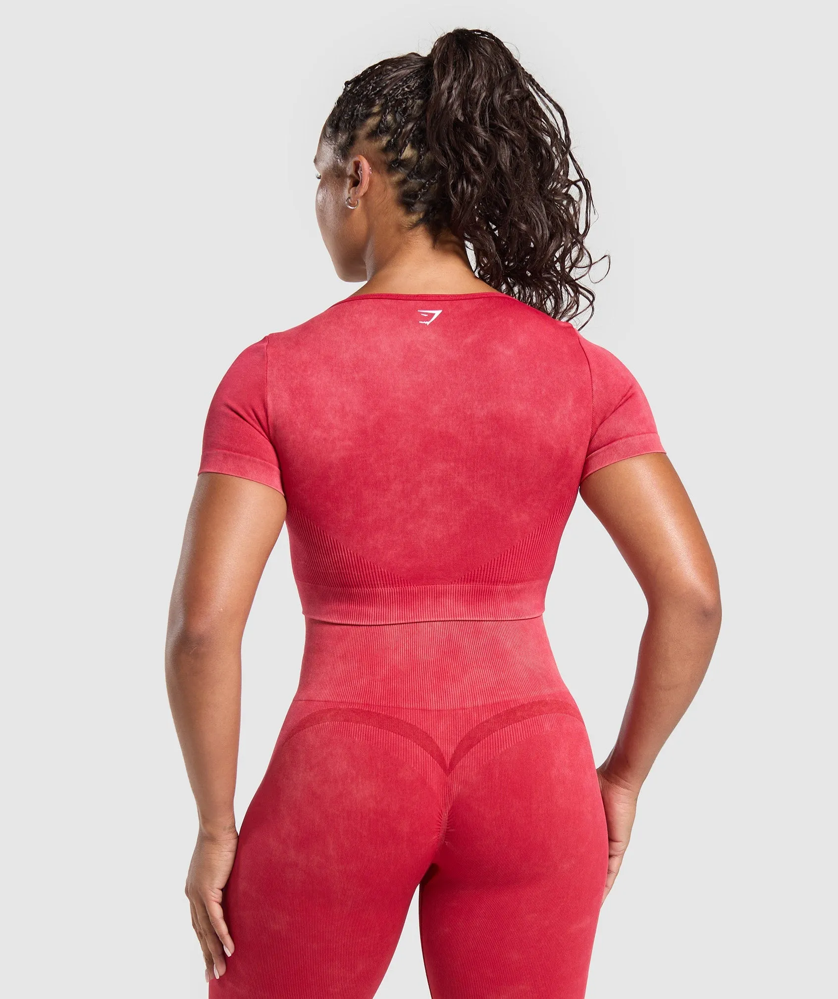 Gymshark Gains Seamless Washed Crop Top - Carmine Red sold by Gymshark product image thumbnail 2