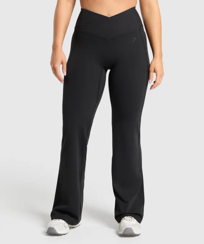Gymshark Crossover Flared Leggings - Black sold by Gymshark