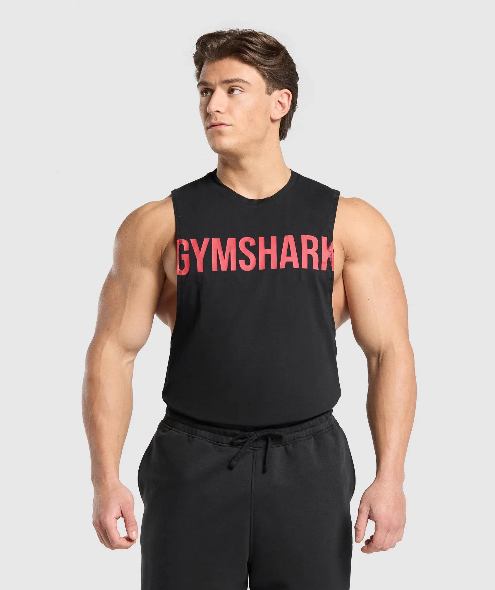 Gymshark Prime Drop Arm Tank - Black/Vivid Red sold by Gymshark